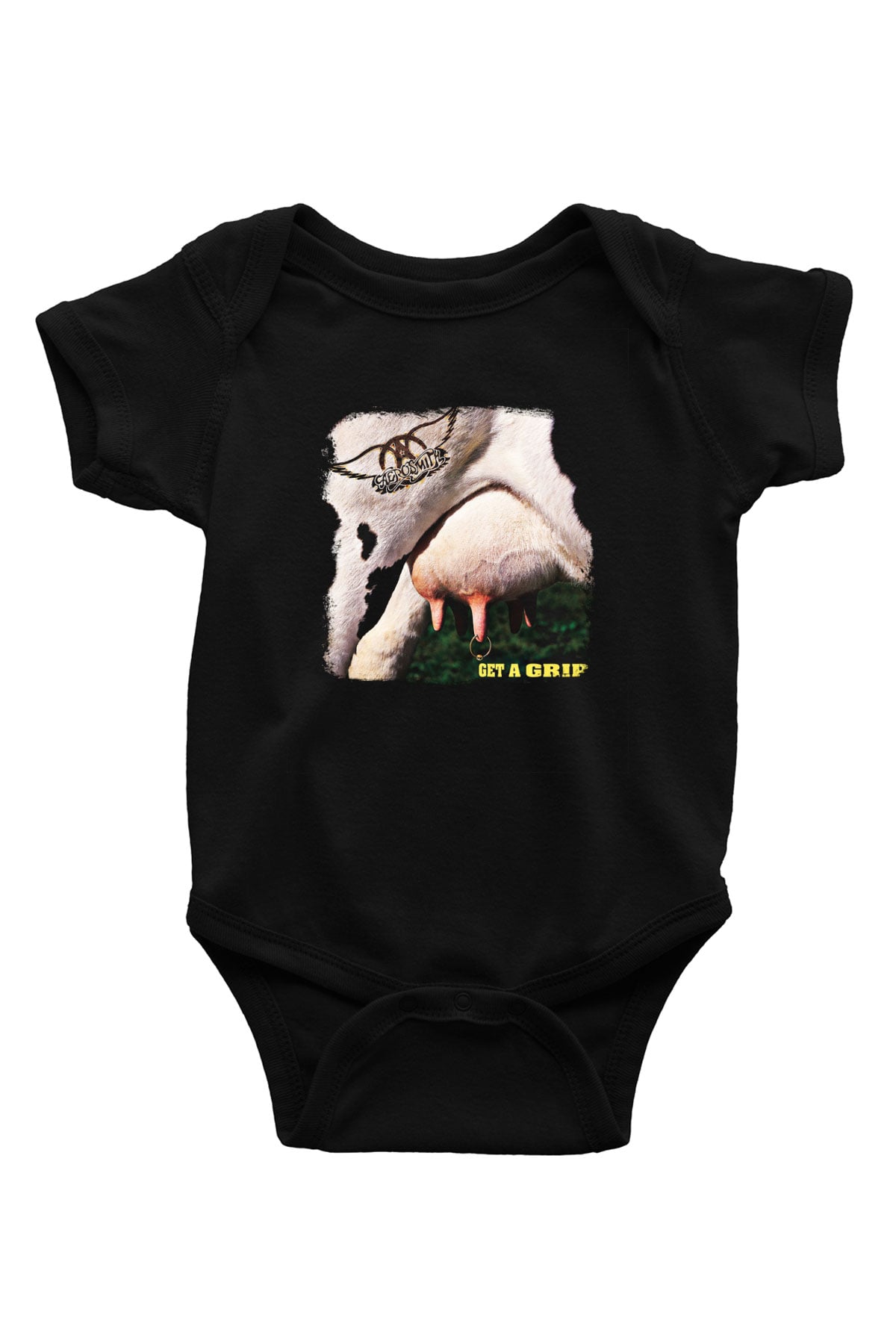 Aerosmith Baskılı Unisex Siyah Bebek Body - Zıbın