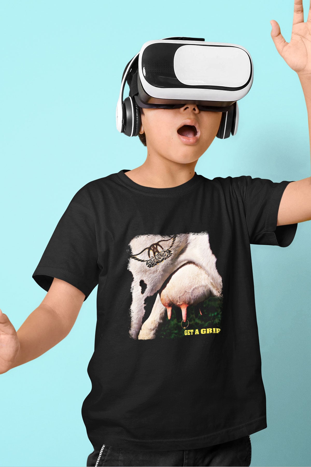 Aerosmith Baskılı Unisex Siyah Çocuk Tişört