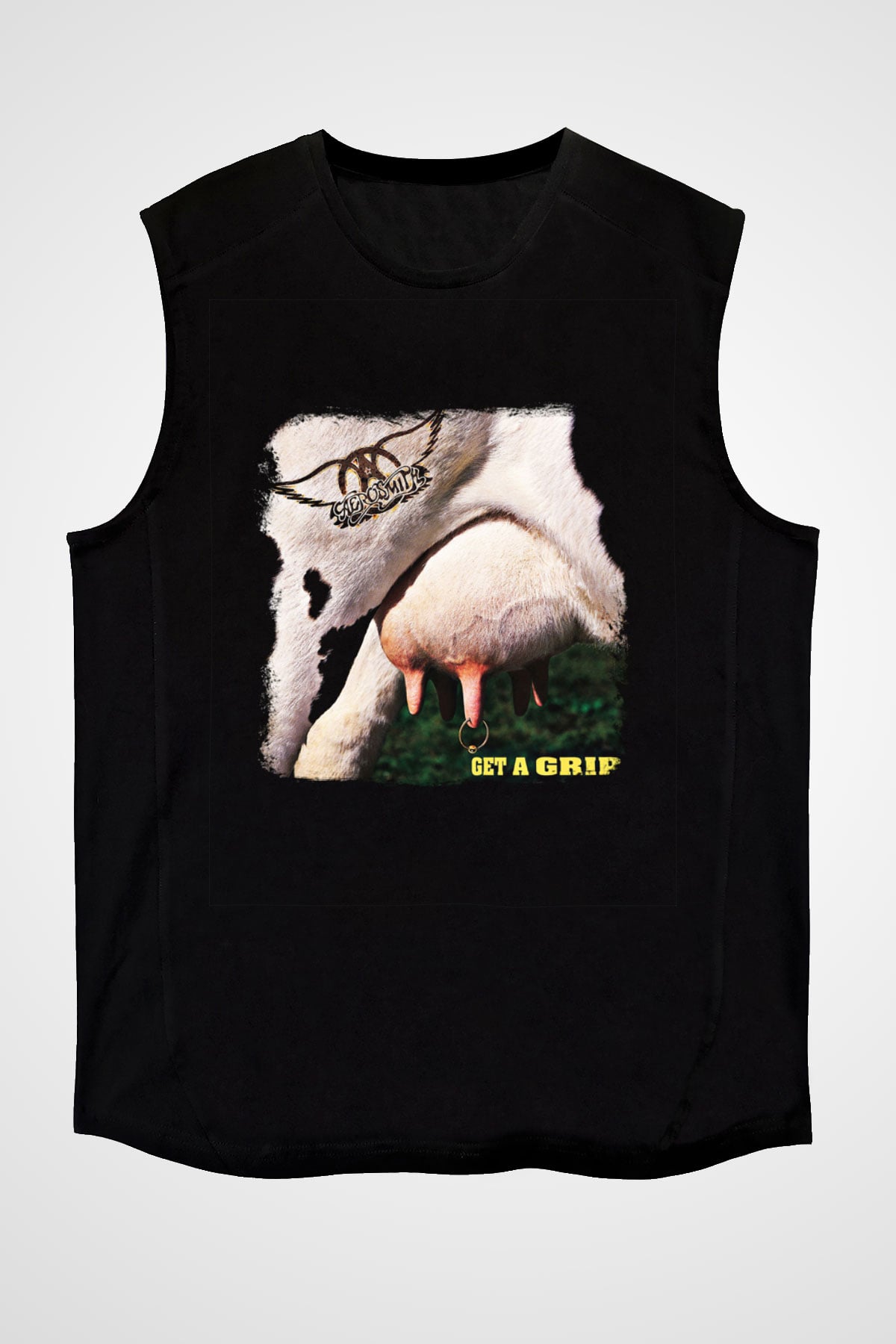 Aerosmith Baskılı Unisex Siyah Kolsuz Tişört