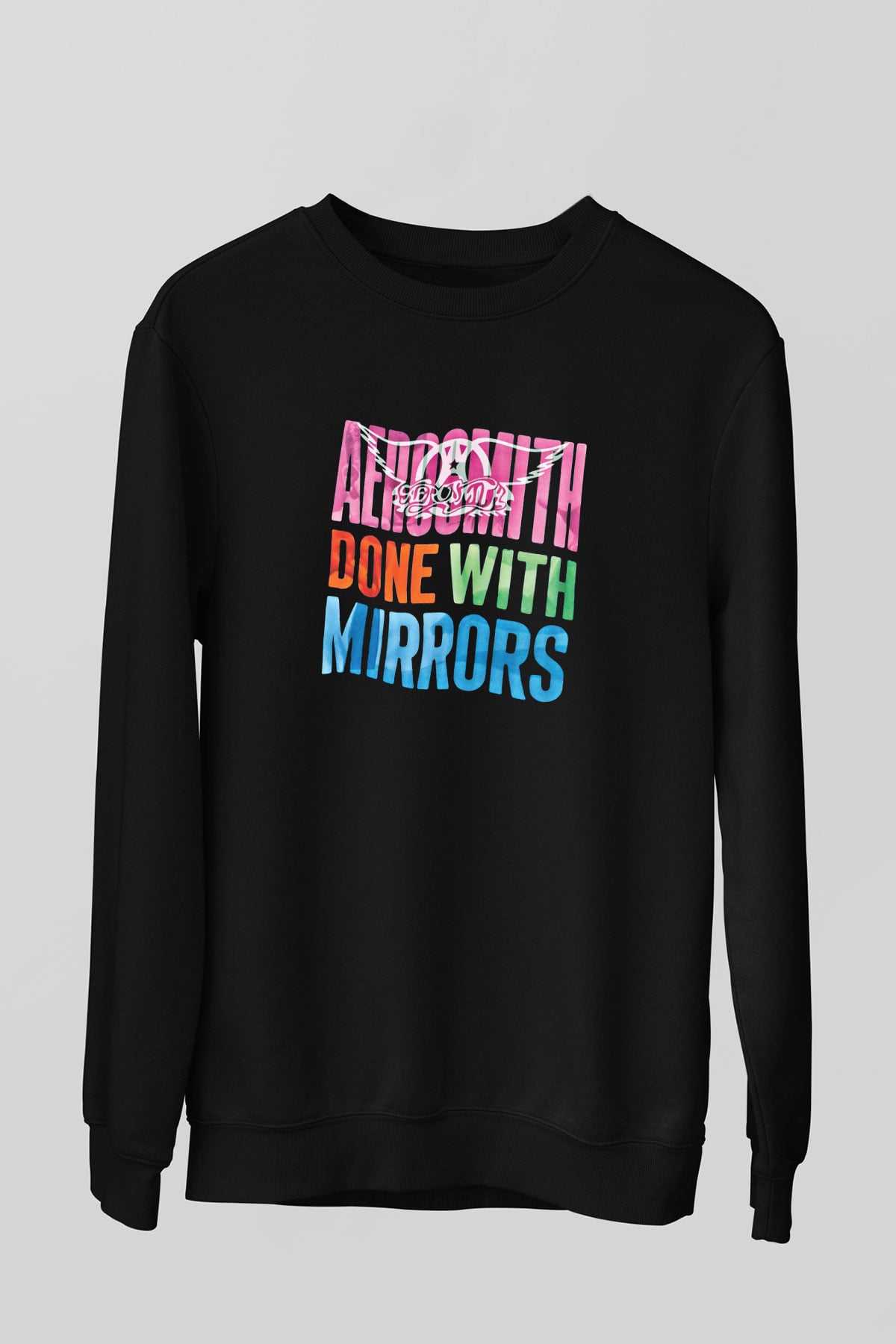 Aerosmith Baskılı Unisex Siyah Sweatshirt