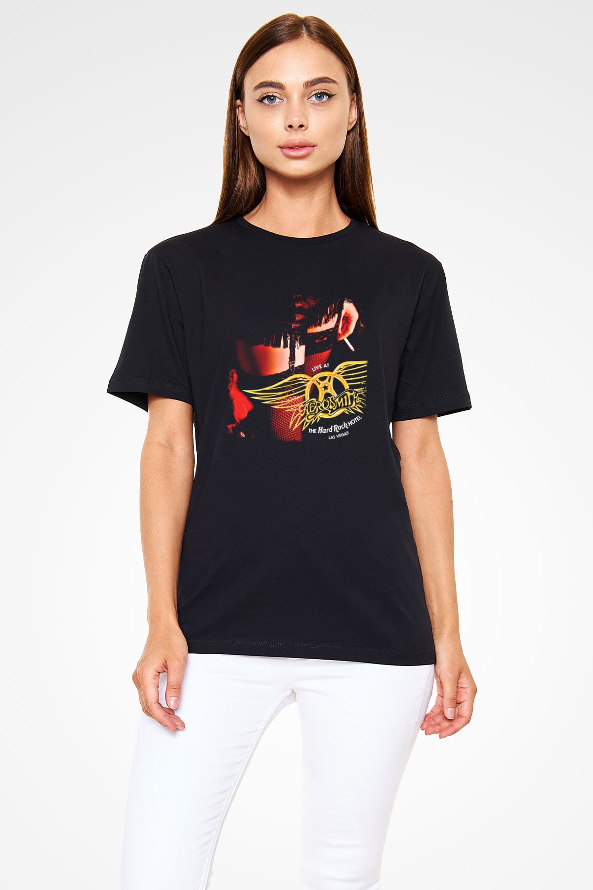 Aerosmith Baskılı Unisex Siyah Tişört