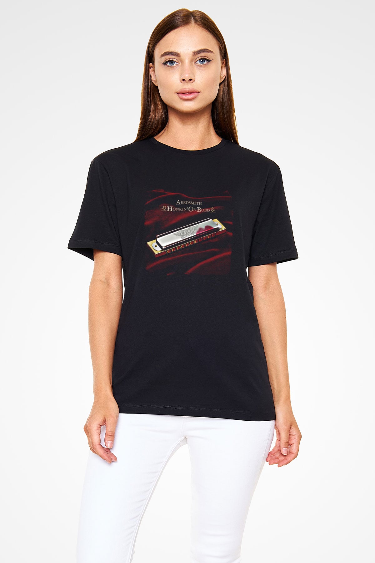 Aerosmith Baskılı Unisex Siyah Tişört