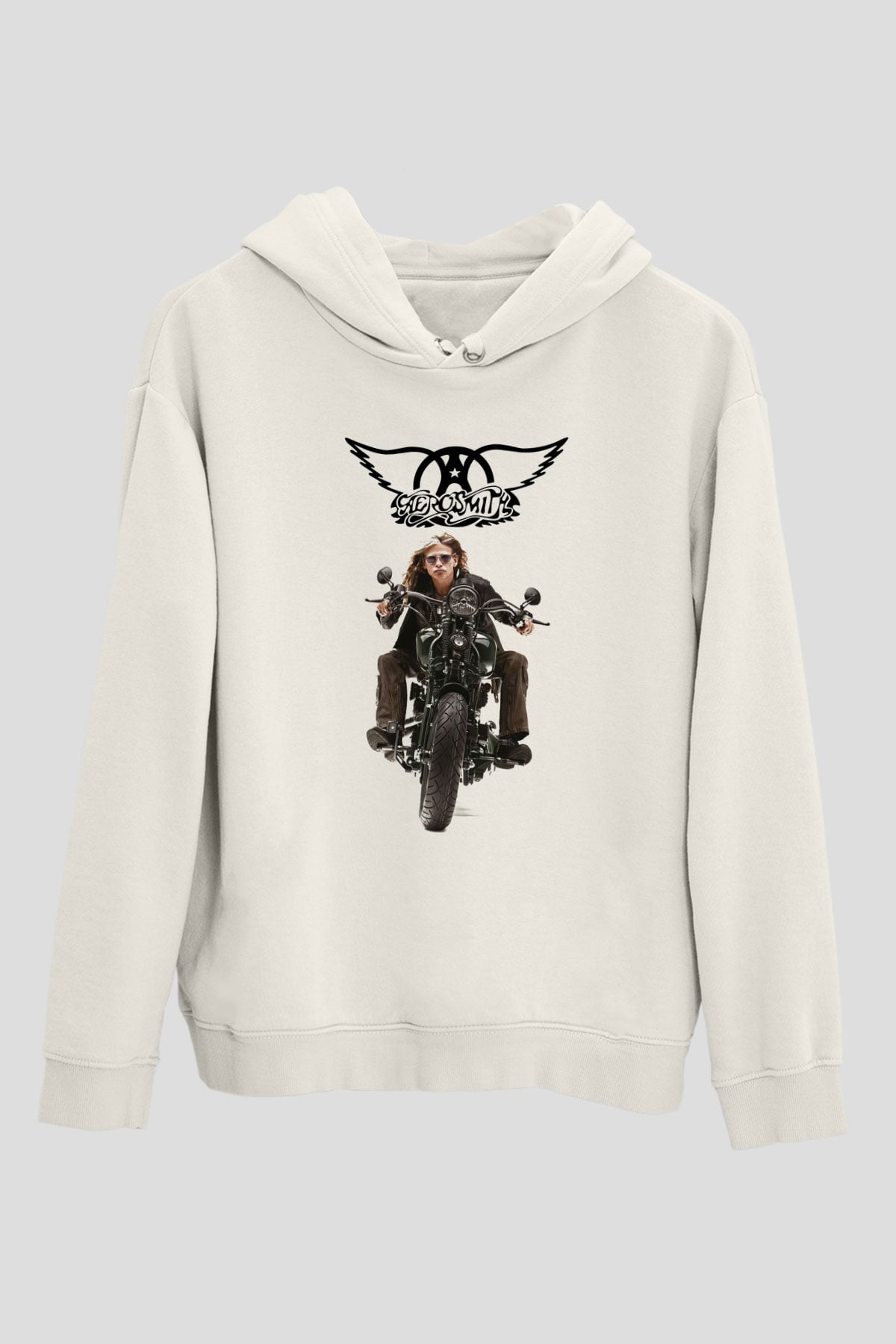 Aerosmith Beyaz Unisex Kapşonlu Sweatshirt