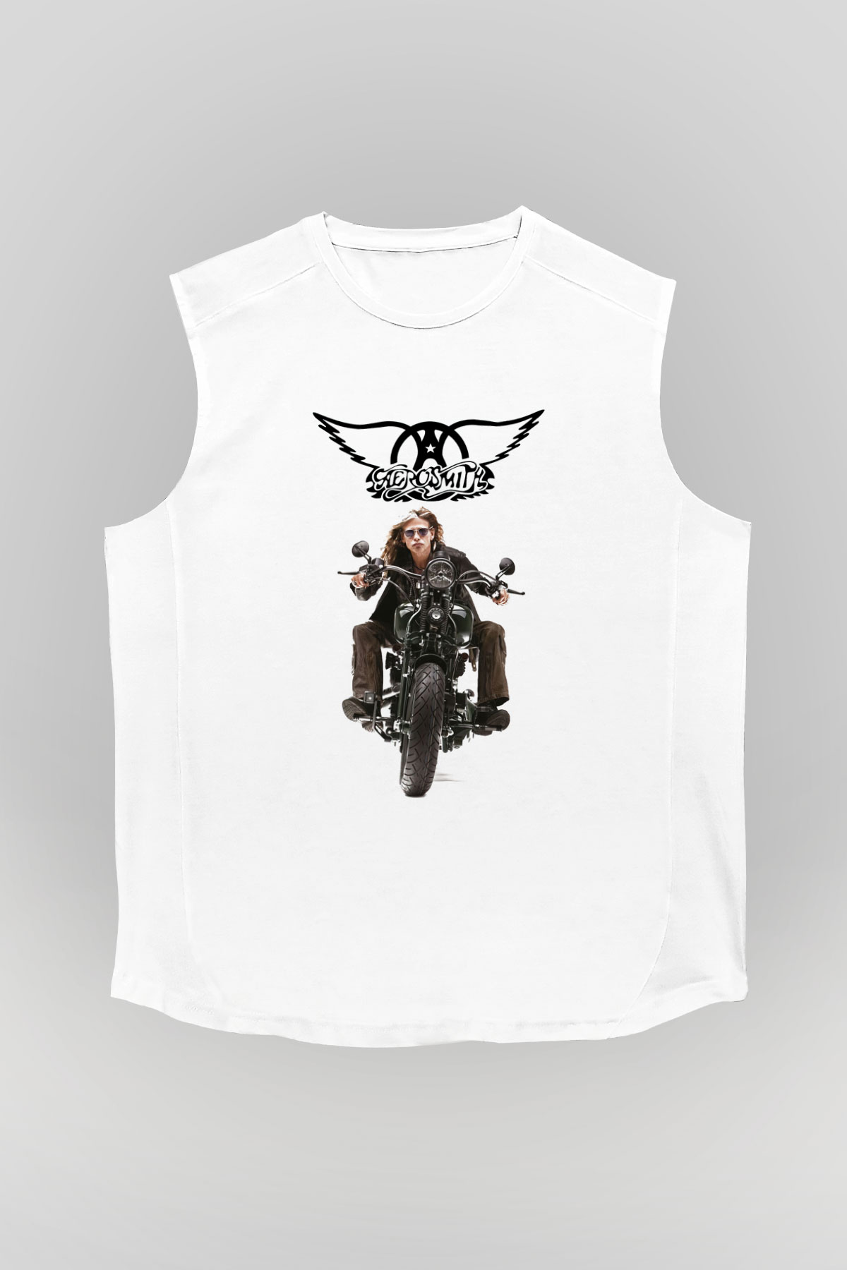 Aerosmith Beyaz Unisex Kolsuz Tişört