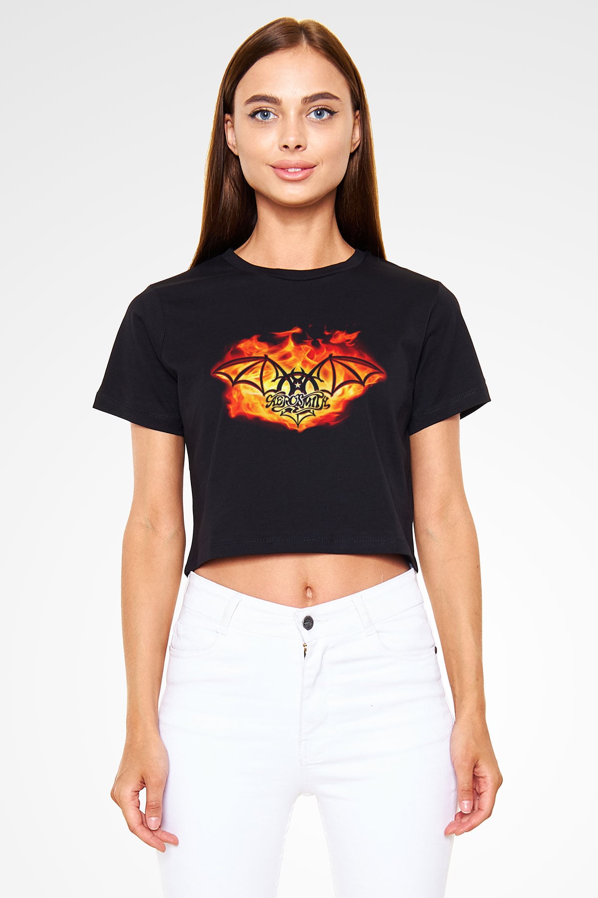 Aerosmith Siyah Crop Top Tişört
