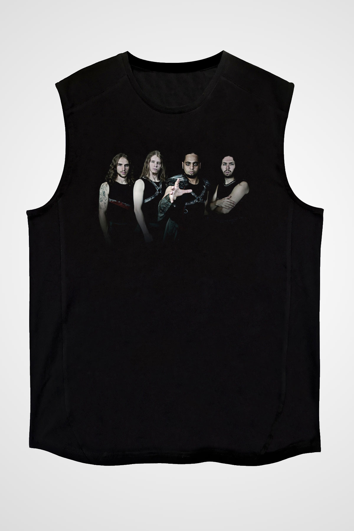 Aeternam Baskılı Unisex Siyah Kolsuz Tişört - Tshirt