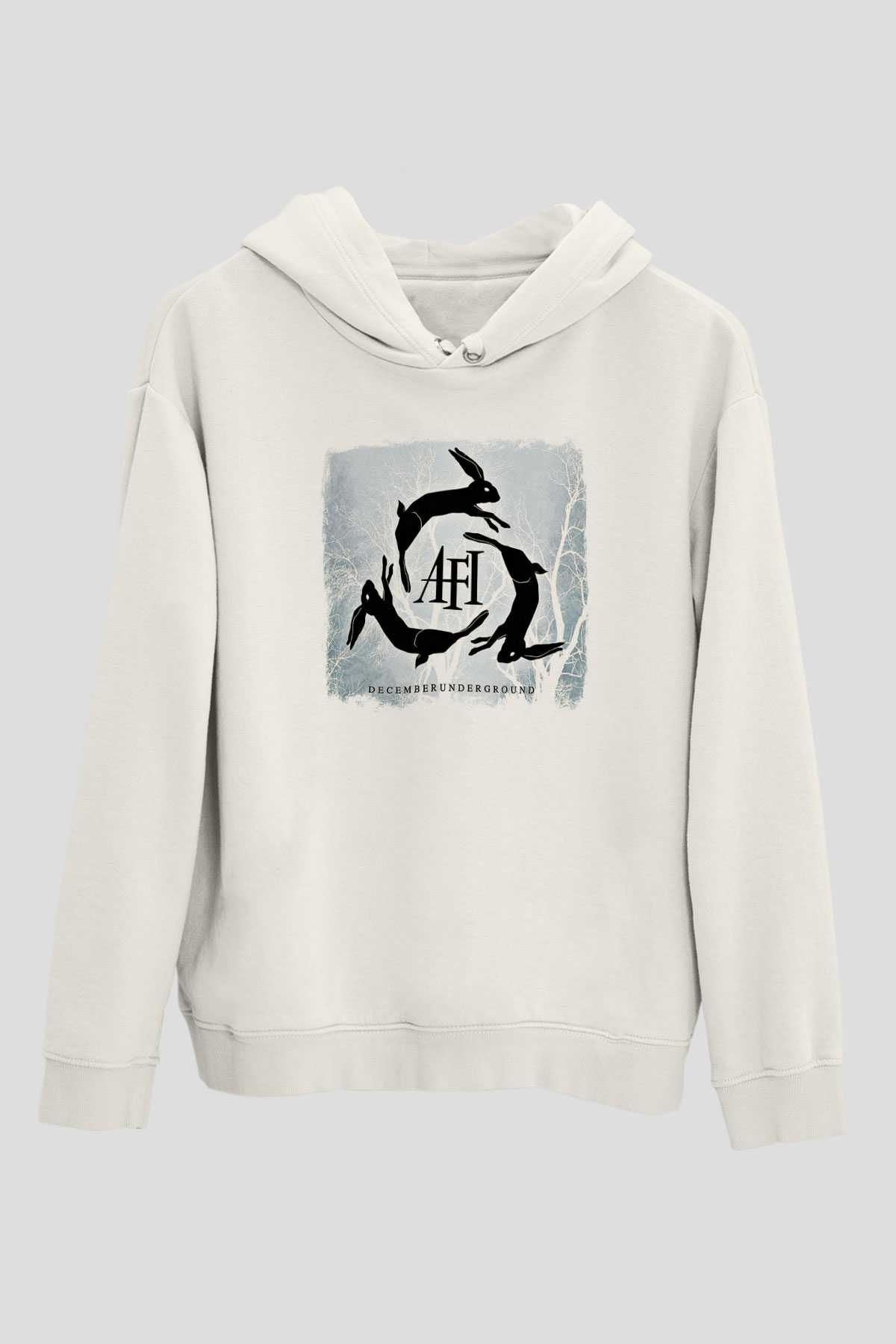 Afi Baskılı Unisex Beyaz Hoodie