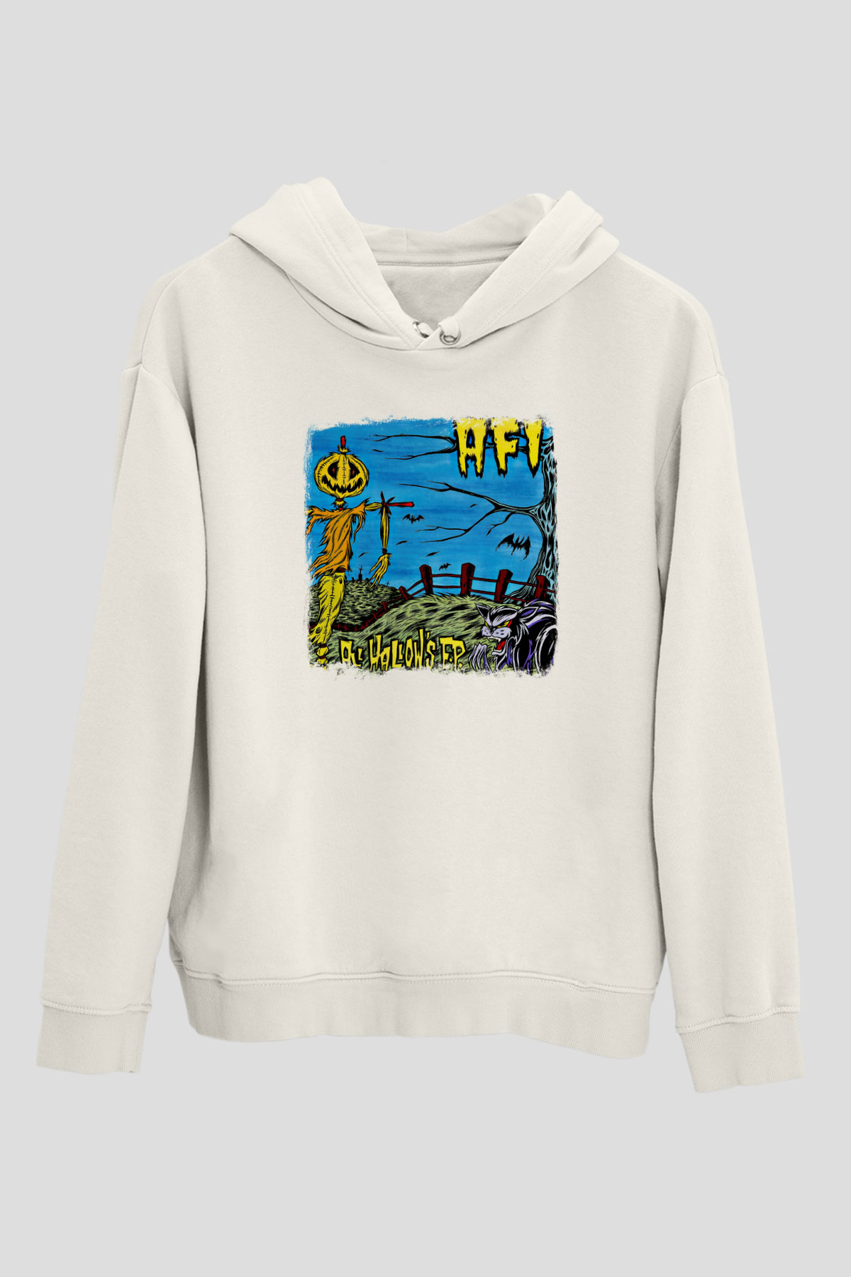 Afi Baskılı Unisex Beyaz Hoodie