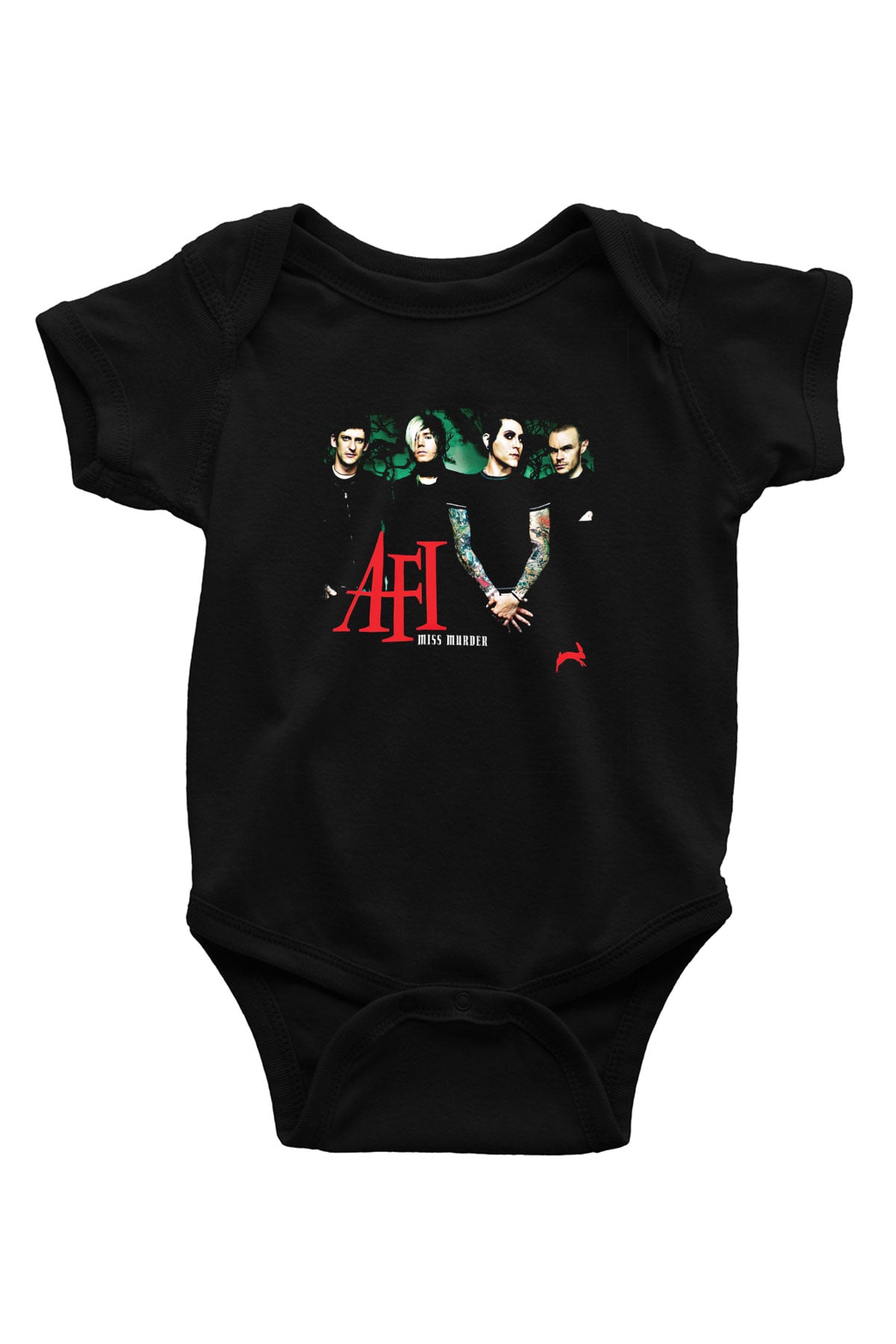 Afi Baskılı Unisex Siyah Bebek Body - Zıbın