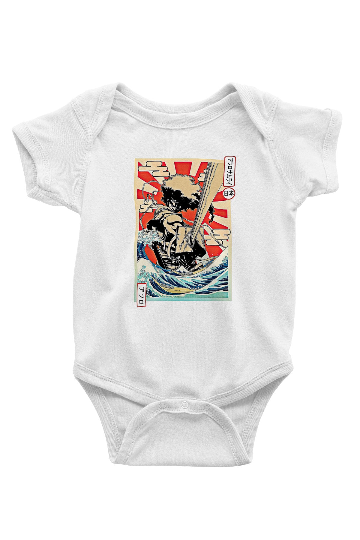 Afro Samurai Baskılı Beyaz Unisex Bebek Body - Zıbın