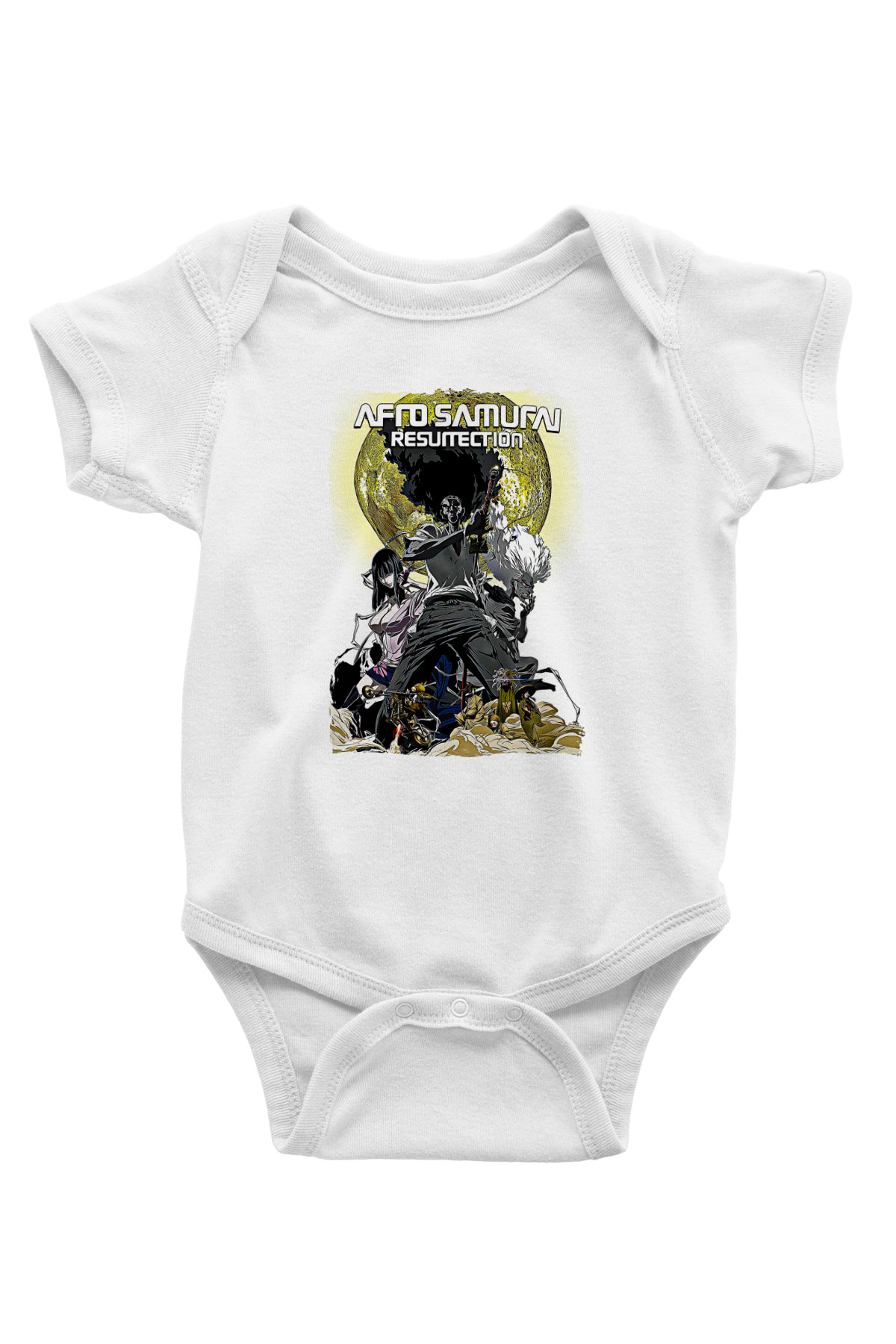 Afro Samurai Baskılı Beyaz Unisex Bebek Body - Zıbın
