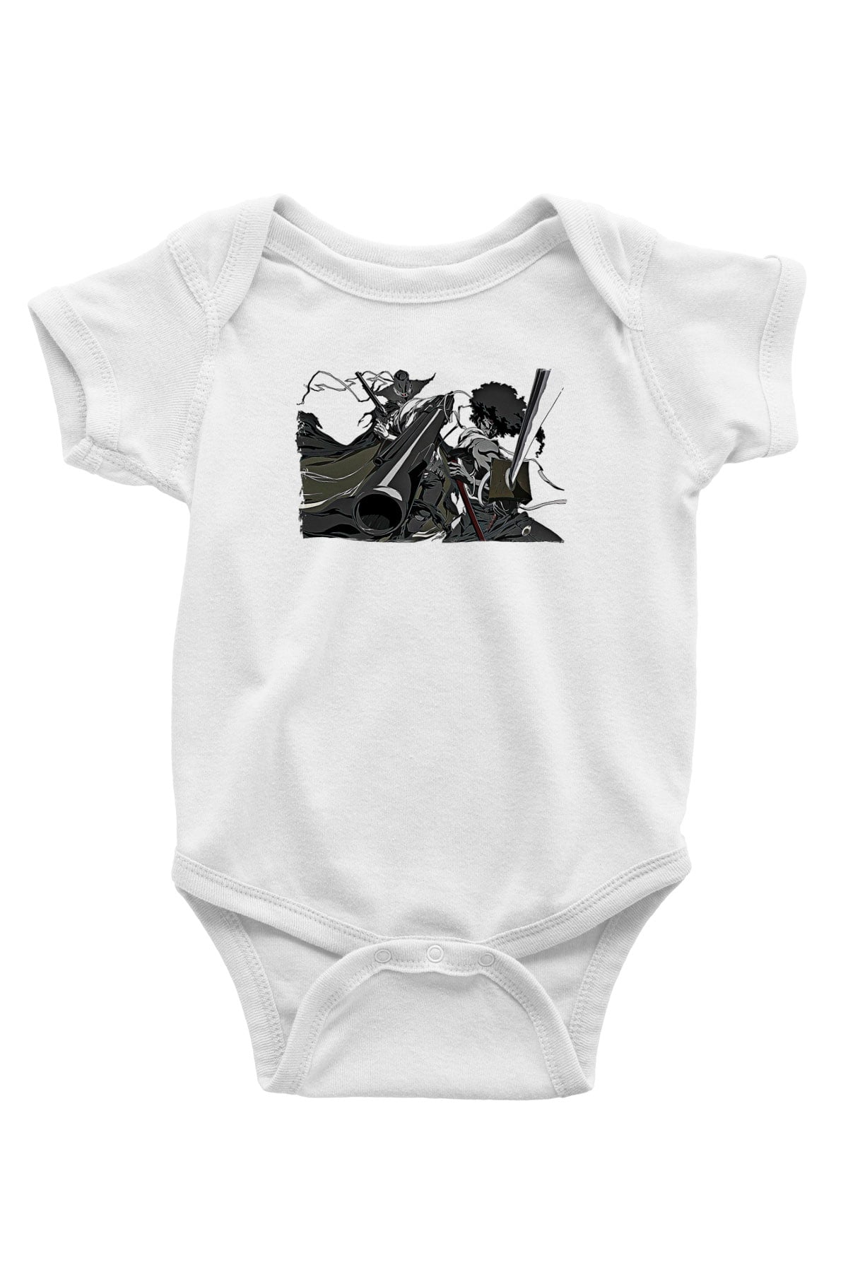 Afro Samurai Baskılı Beyaz Unisex Bebek Body - Zıbın