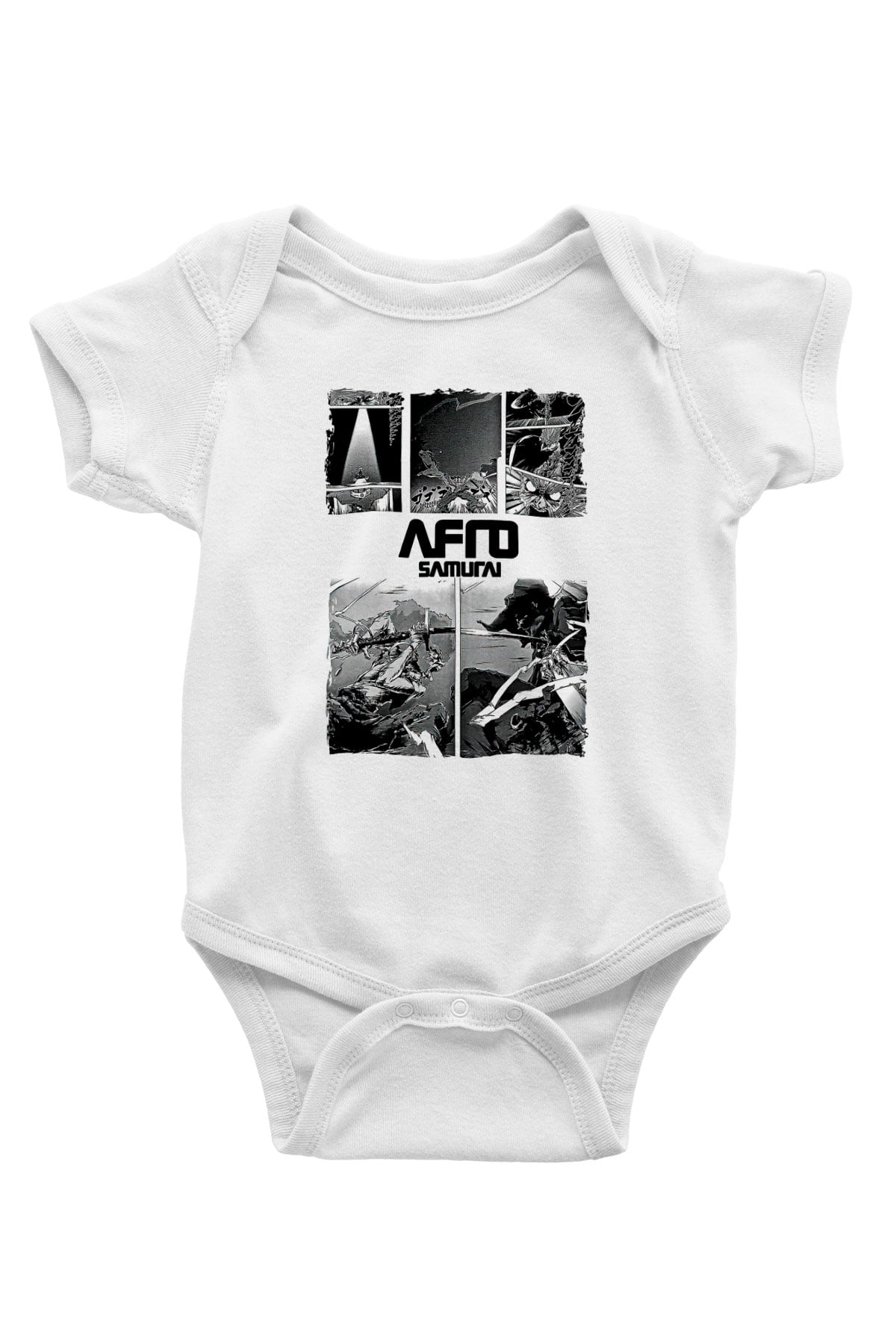 Afro Samurai Baskılı Beyaz Unisex Bebek Body - Zıbın