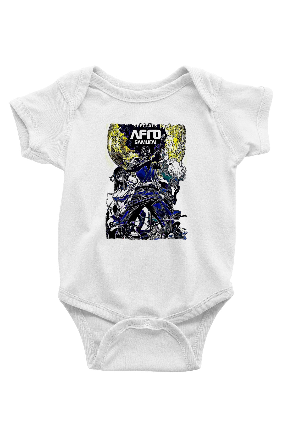 Afro Samurai Baskılı Beyaz Unisex Bebek Body - Zıbın