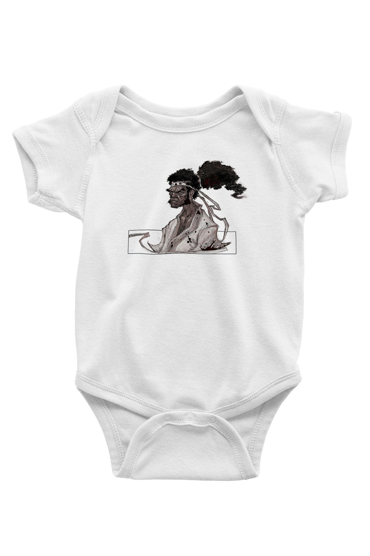 Afro Samurai Baskılı Beyaz Unisex Bebek Body - Zıbın