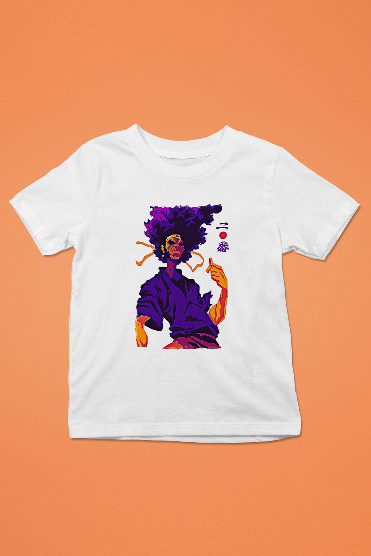 Afro Samurai Baskılı Beyaz Unisex Beyaz Çocuk Tişört - Tshirt