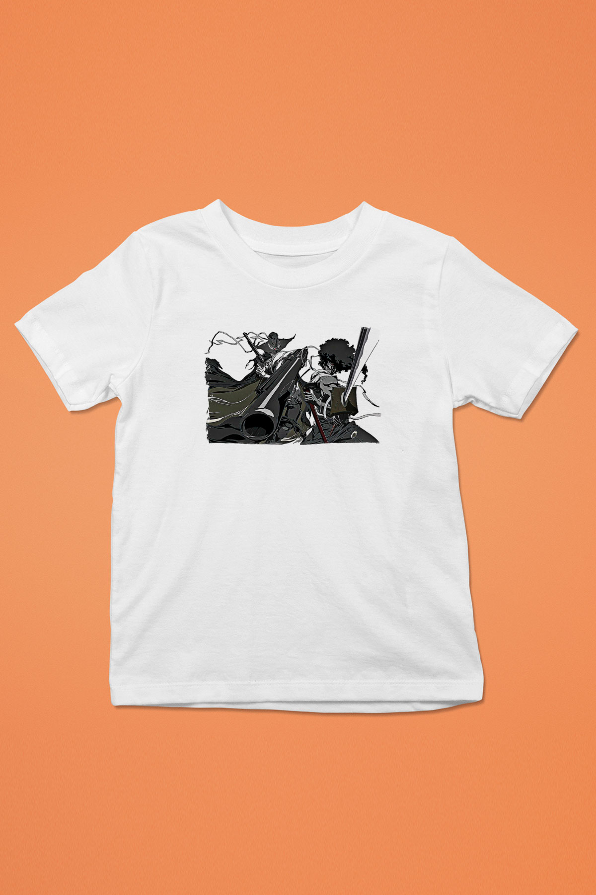 Afro Samurai Baskılı Beyaz Unisex Beyaz Çocuk Tişört - Tshirt