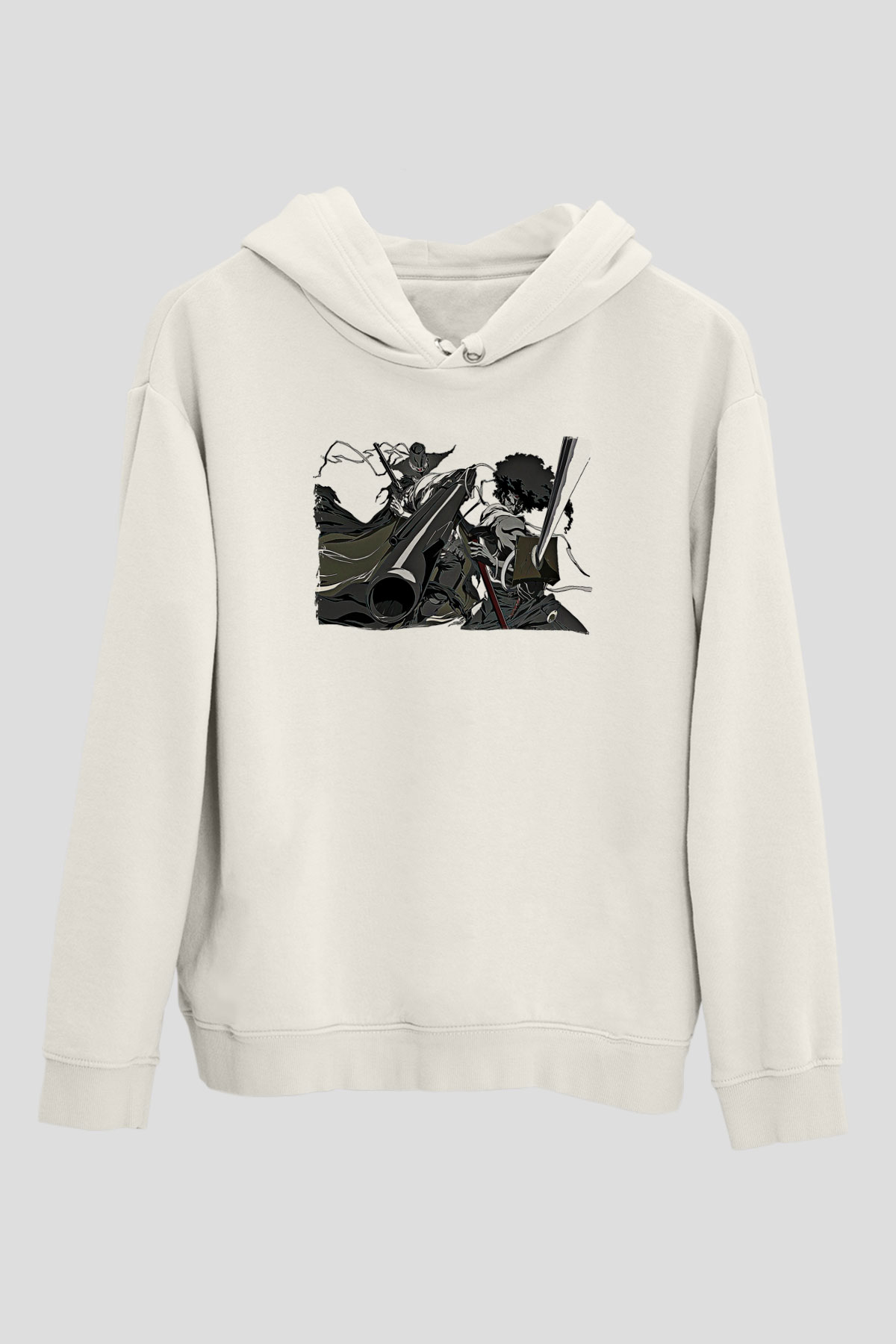 Afro Samurai Baskılı Beyaz Unisex Hoodie