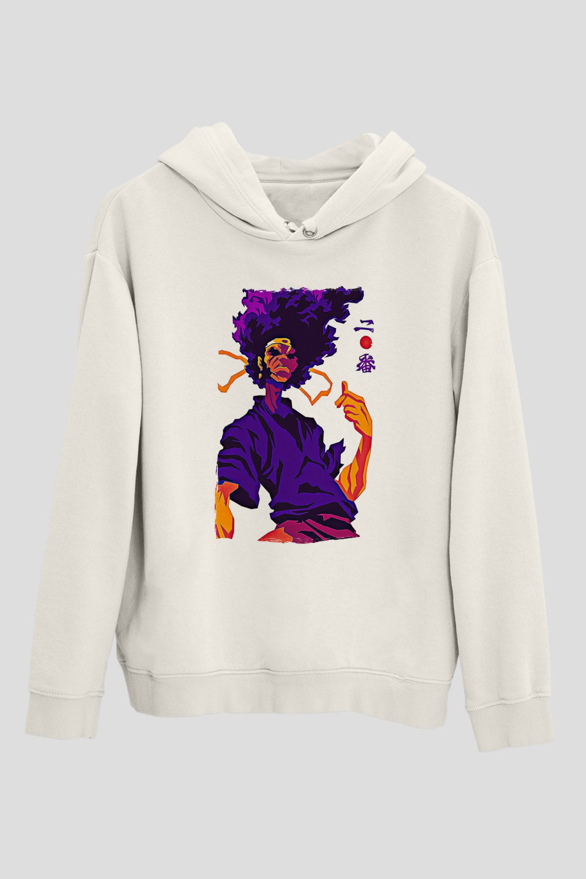 Afro Samurai Baskılı Beyaz Unisex Hoodie