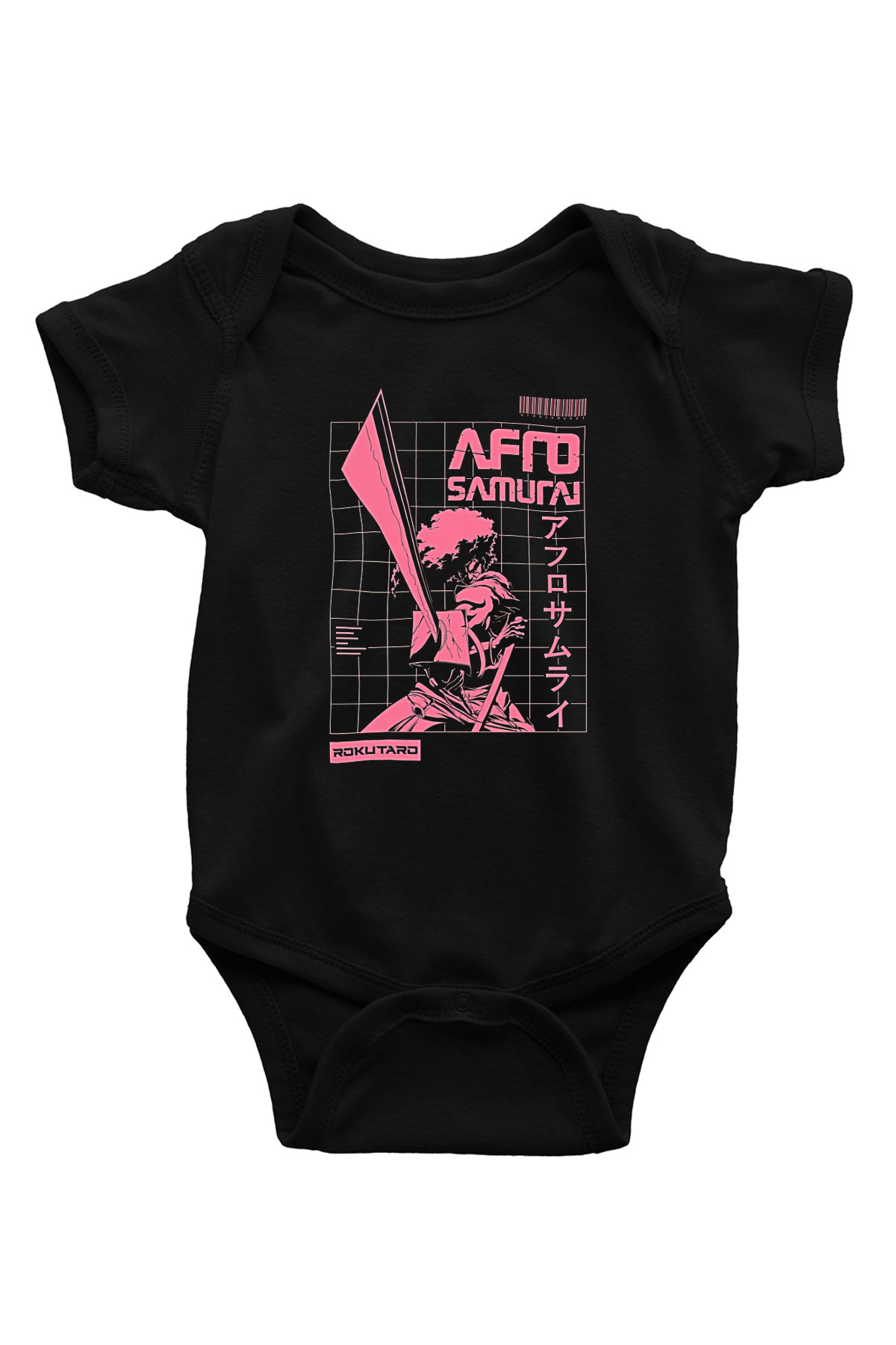 Afro Samurai Baskılı Unisex Siyah Bebek Body - Zıbın