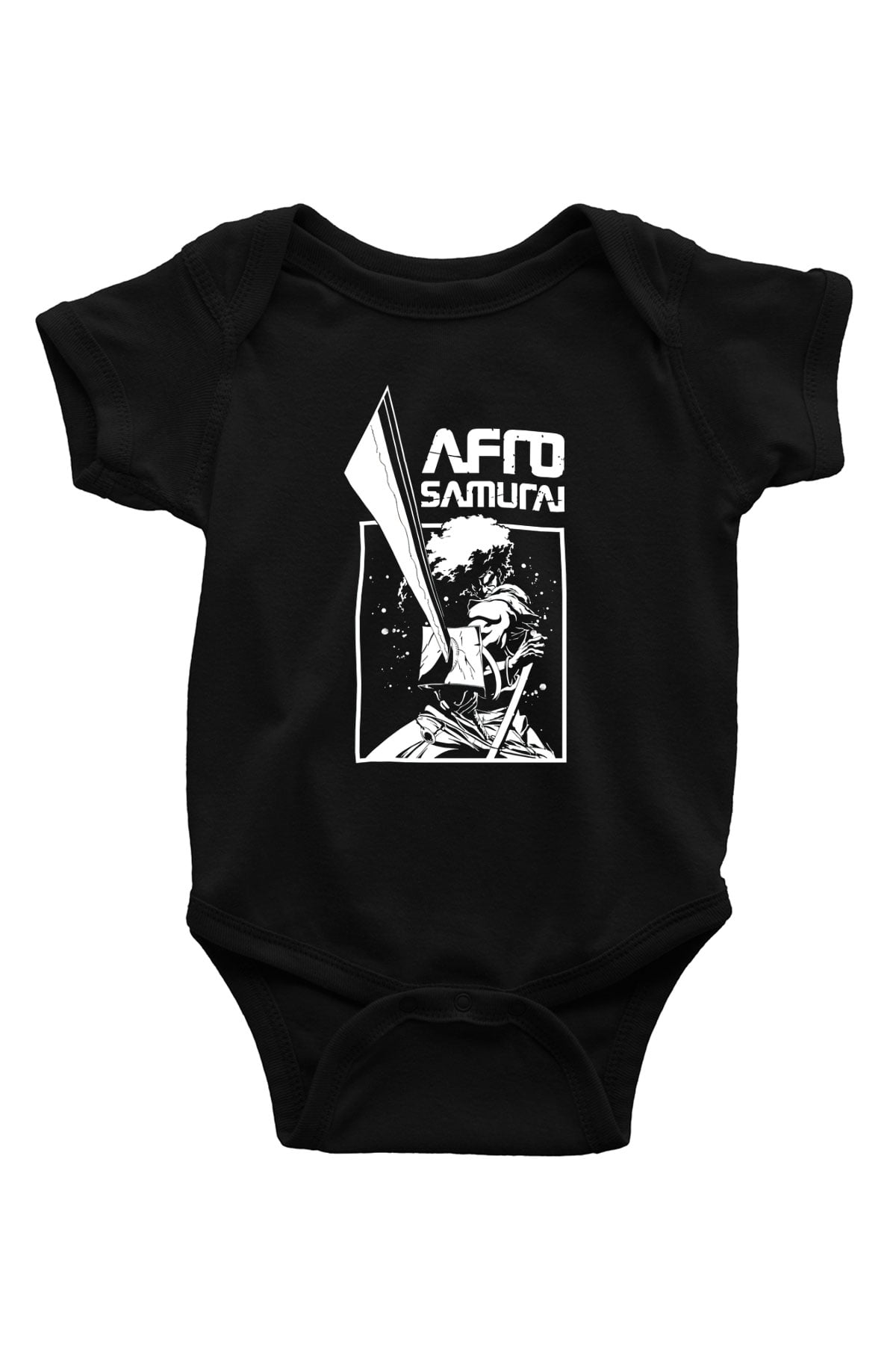 Afro Samurai Baskılı Unisex Siyah Bebek Body - Zıbın