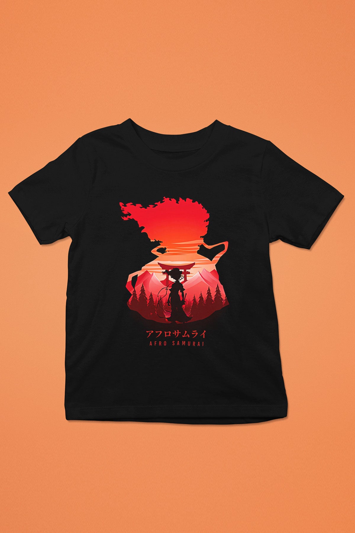 Afro Samurai Baskılı Unisex Siyah Çocuk Tişört - Tshirt
