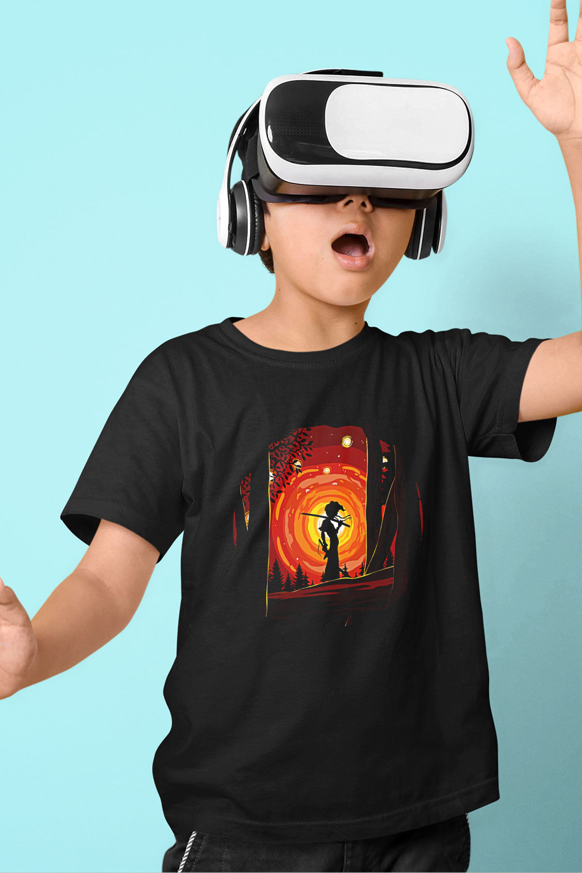 Afro Samurai Baskılı Unisex Siyah Çocuk Tişört - Tshirt