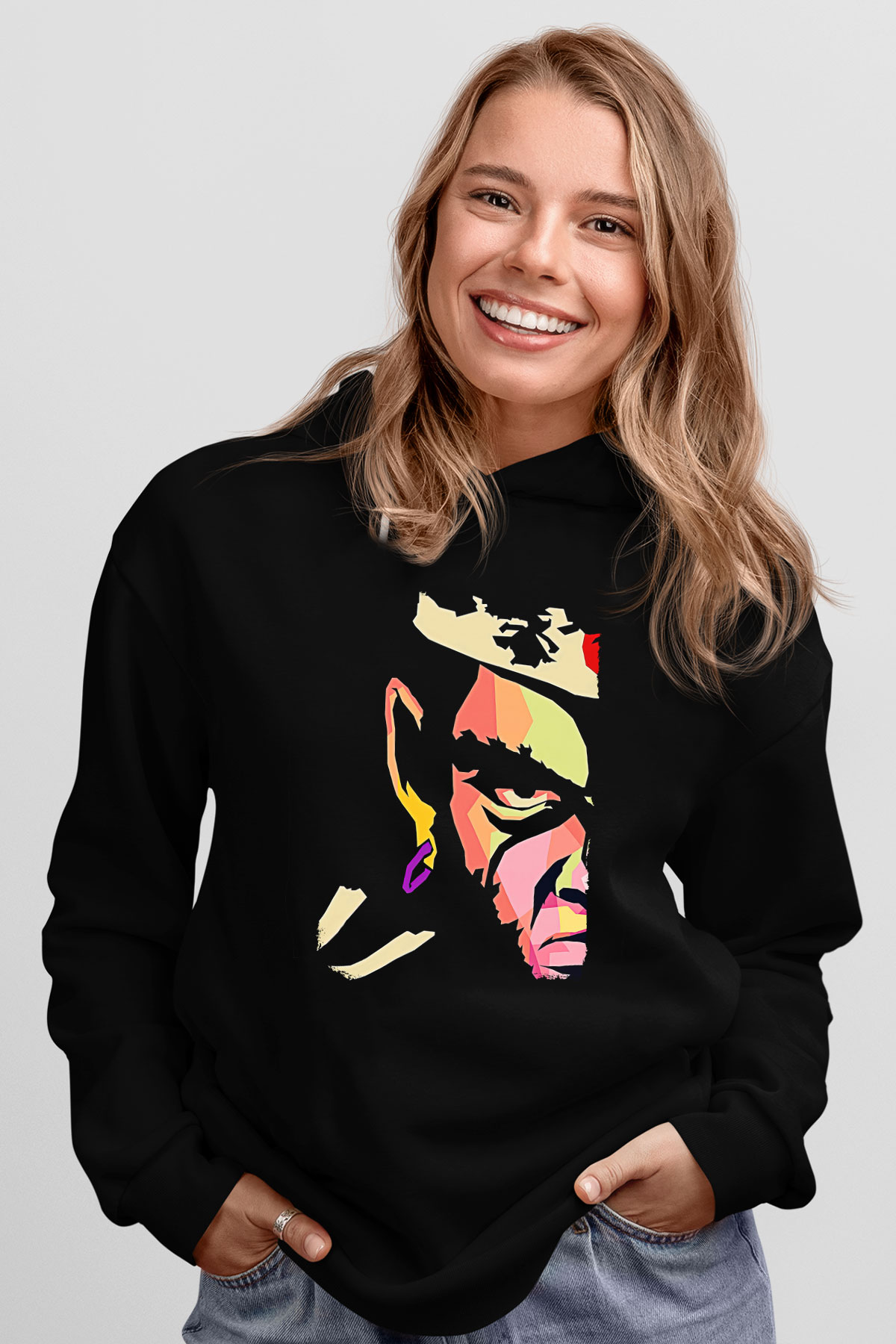 Afro Samurai Baskılı Unisex Siyah Hoodie