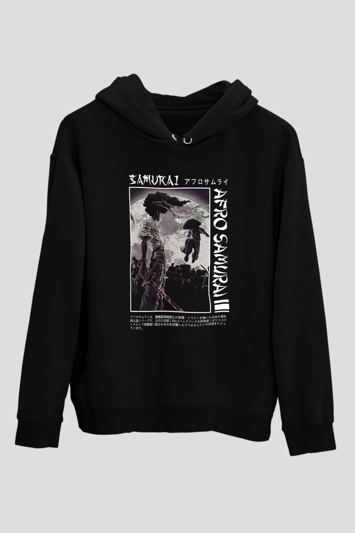 Afro Samurai Baskılı Unisex Siyah Hoodie