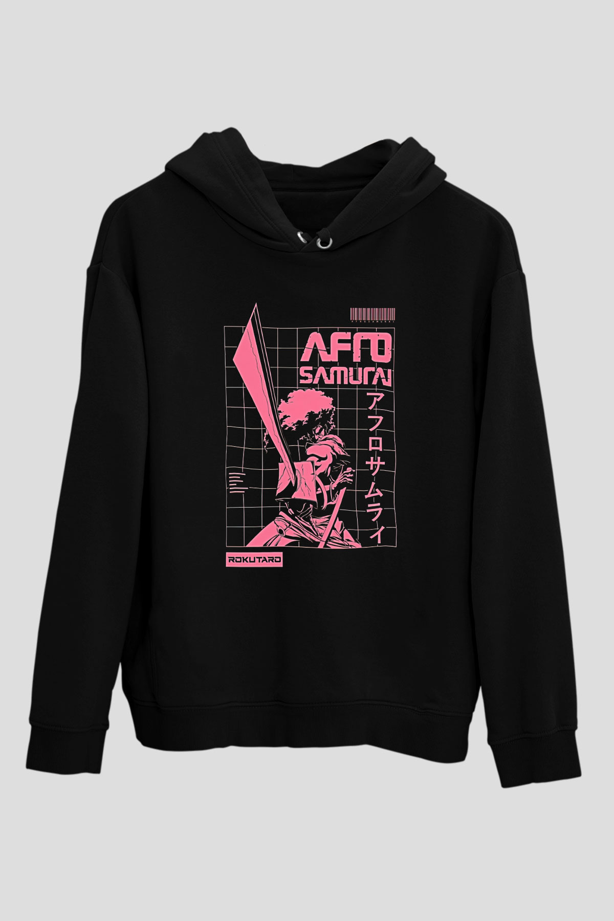 Afro Samurai Baskılı Unisex Siyah Hoodie