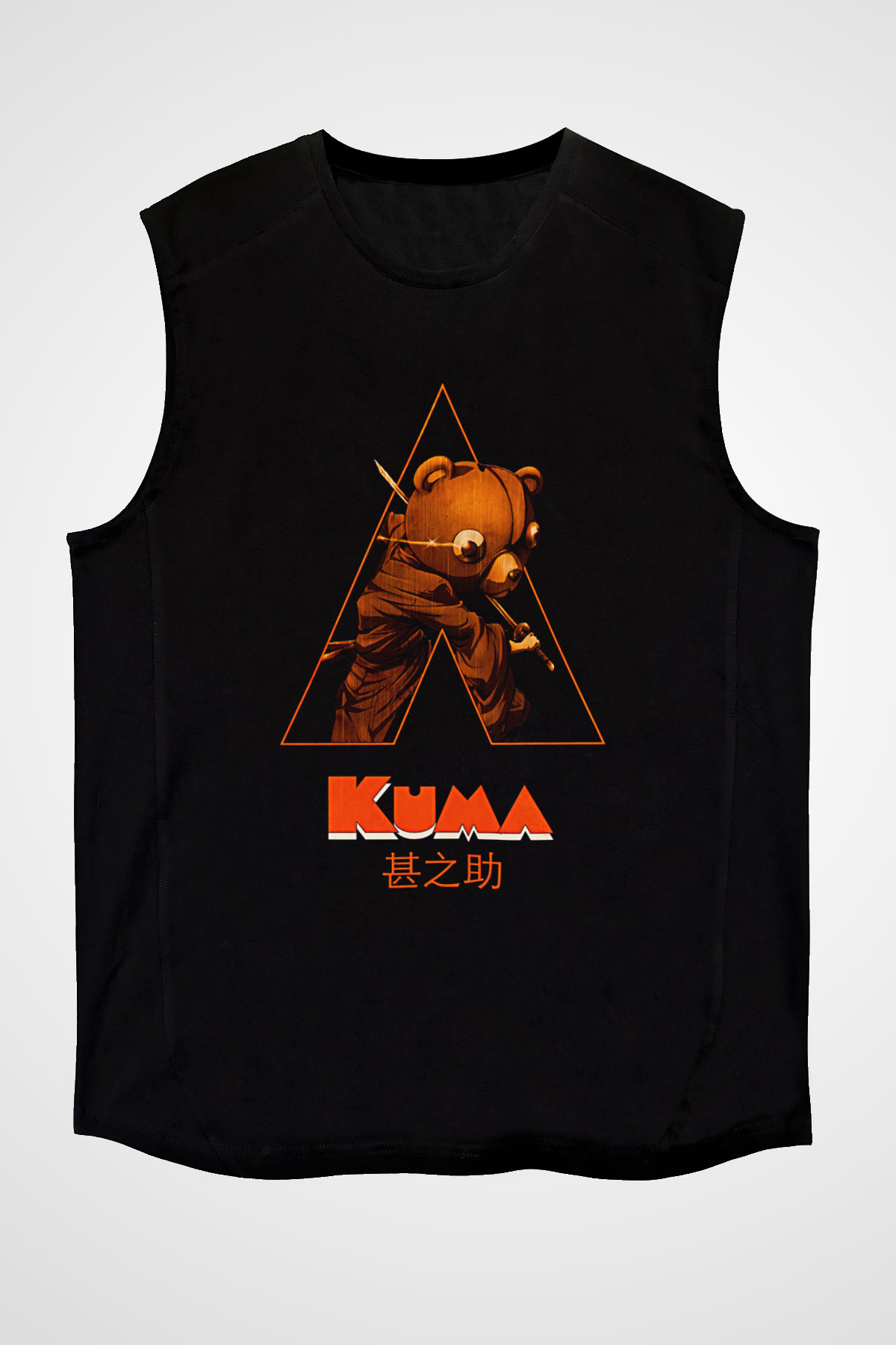 Afro Samurai Baskılı Unisex Siyah Kolsuz Tişört - Tshirt