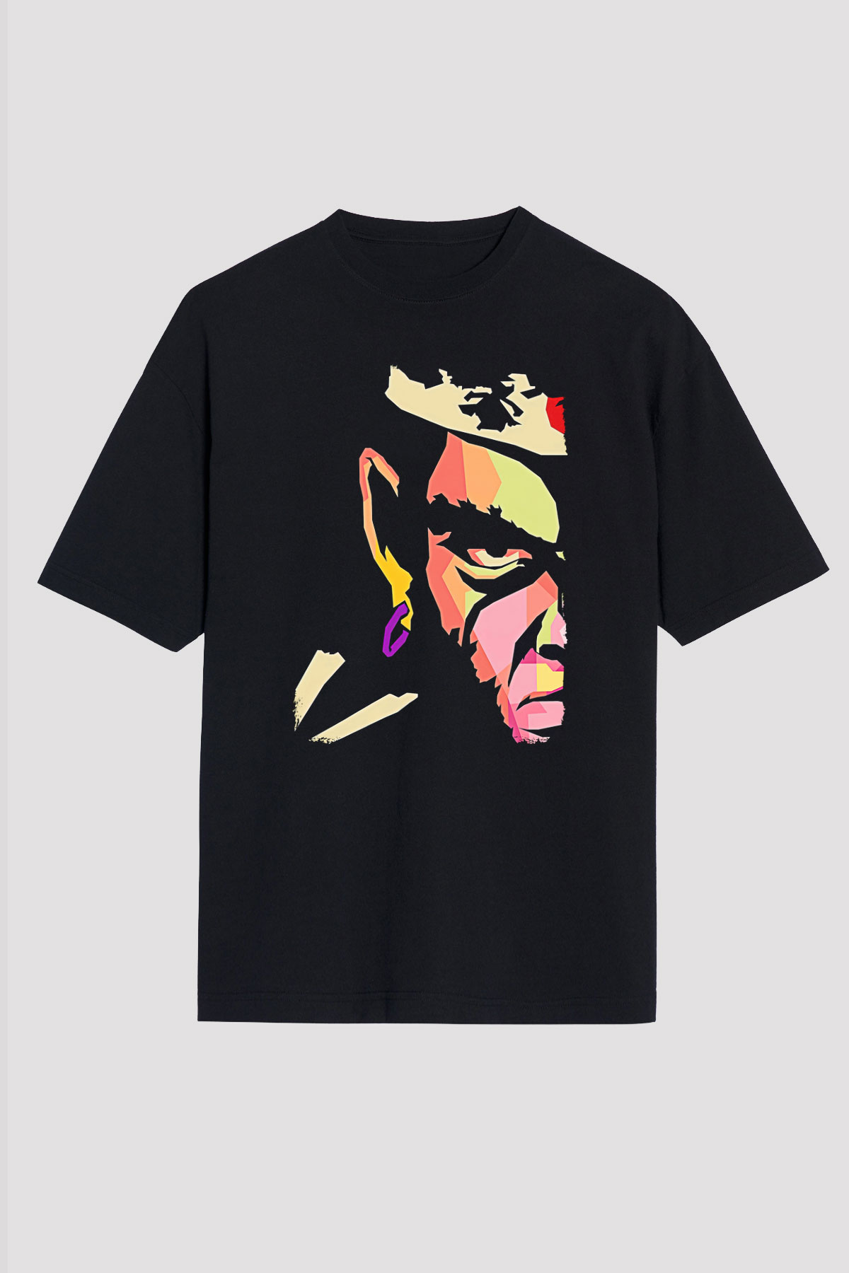 Afro Samurai Baskılı Unisex Siyah Oversize Tişört - Tshirt