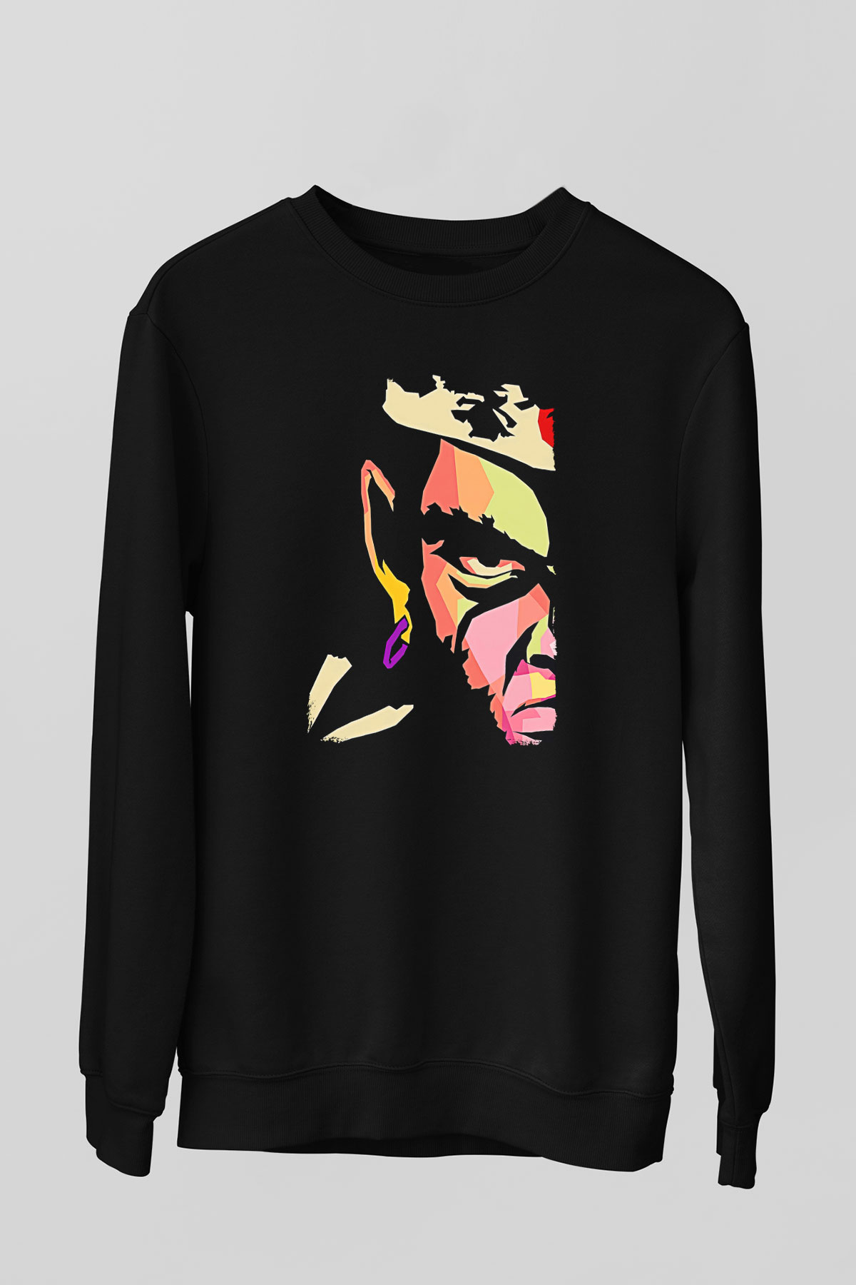 Afro Samurai Baskılı Unisex Siyah Sweatshirt