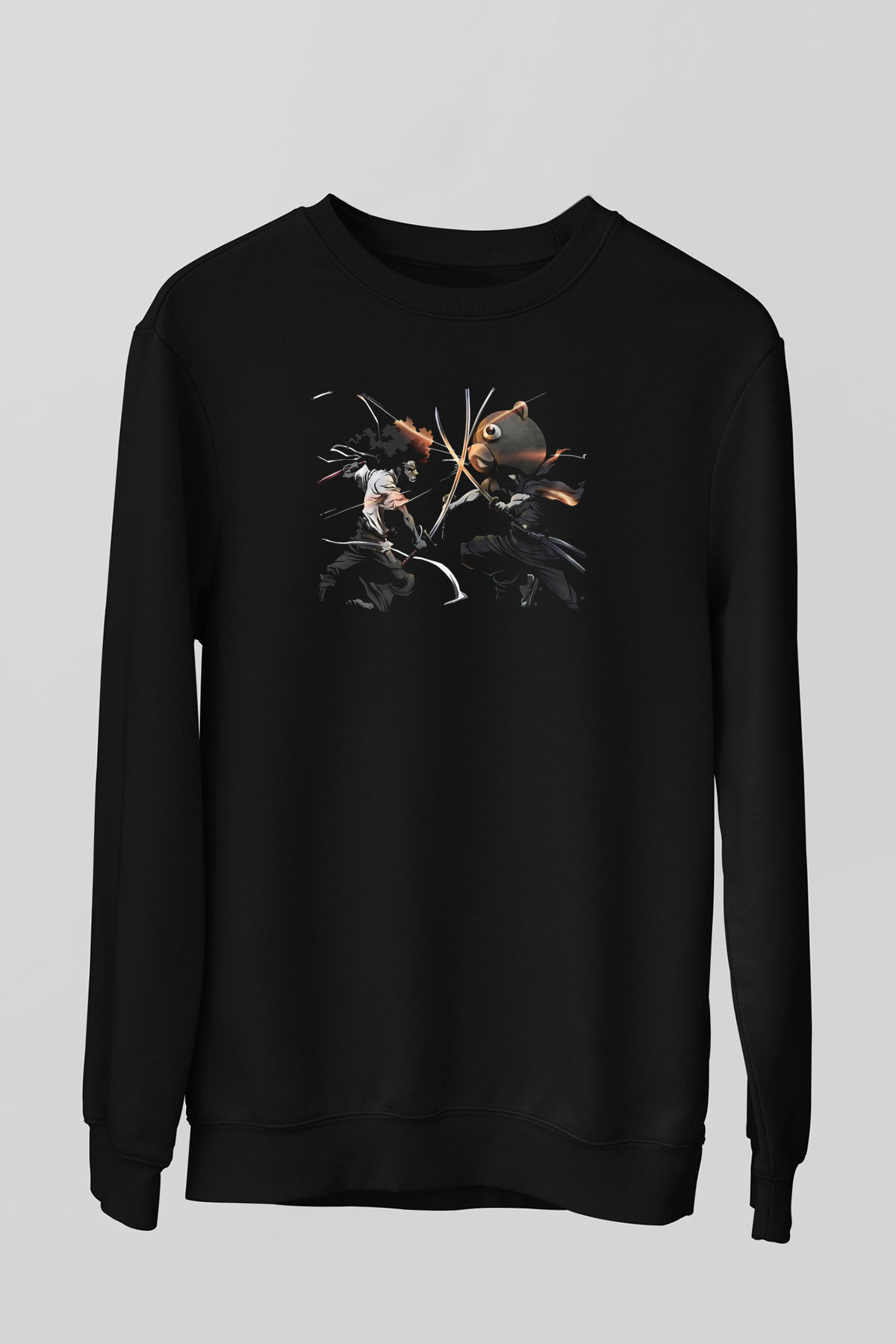 Afro Samurai Baskılı Unisex Siyah Sweatshirt