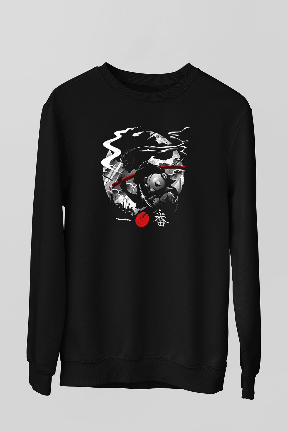 Afro Samurai Baskılı Unisex Siyah Sweatshirt