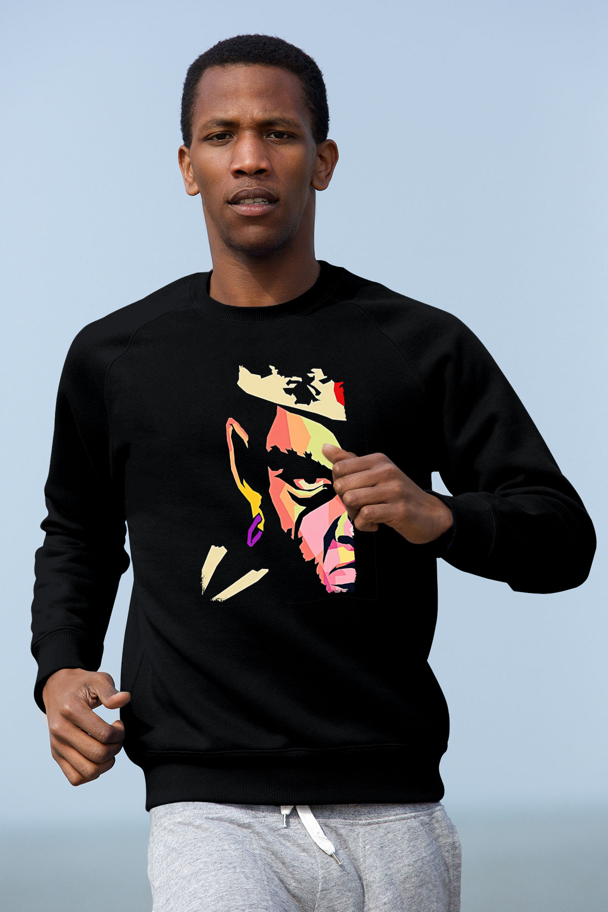 Afro Samurai Baskılı Unisex Siyah Sweatshirt