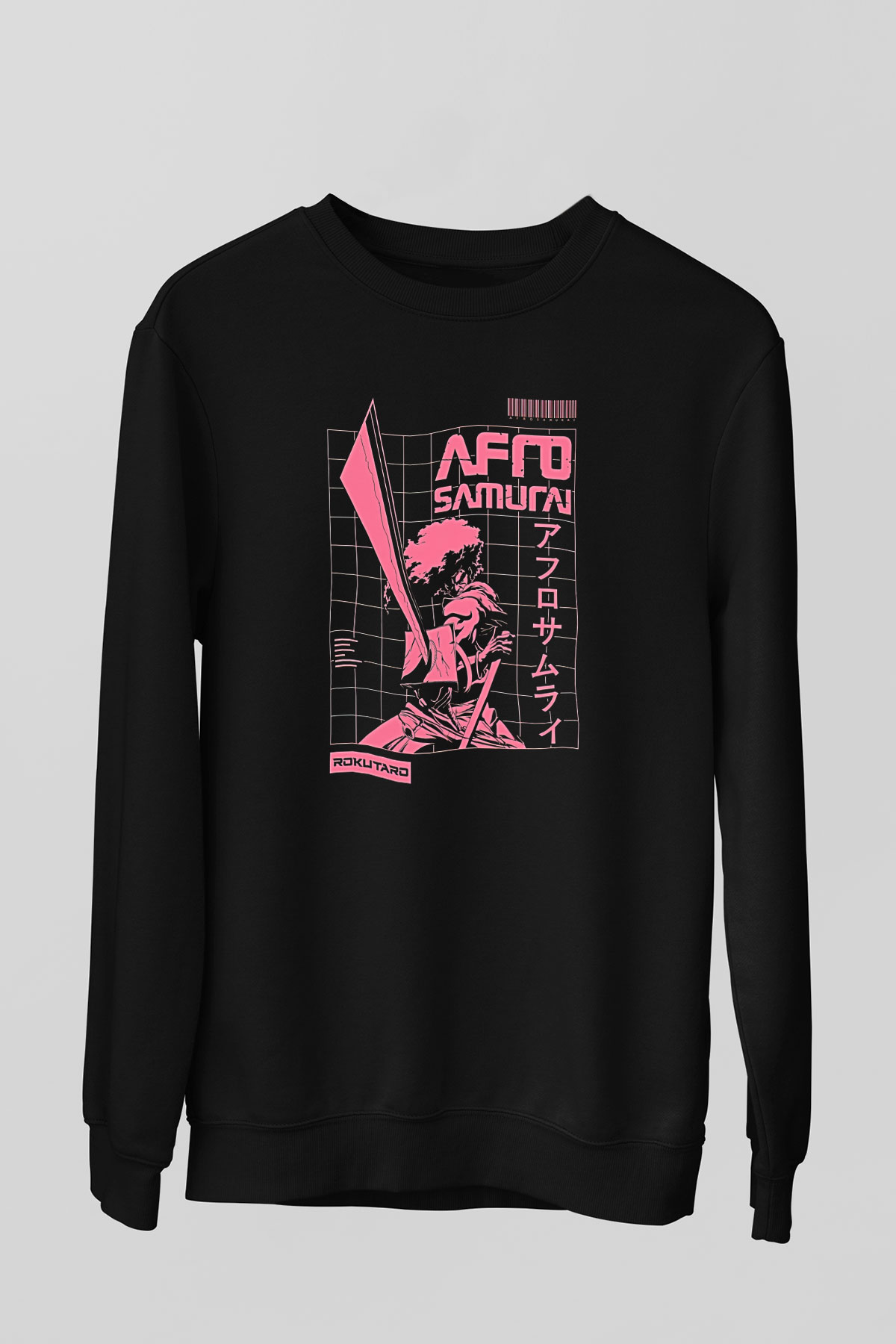 Afro Samurai Baskılı Unisex Siyah Sweatshirt