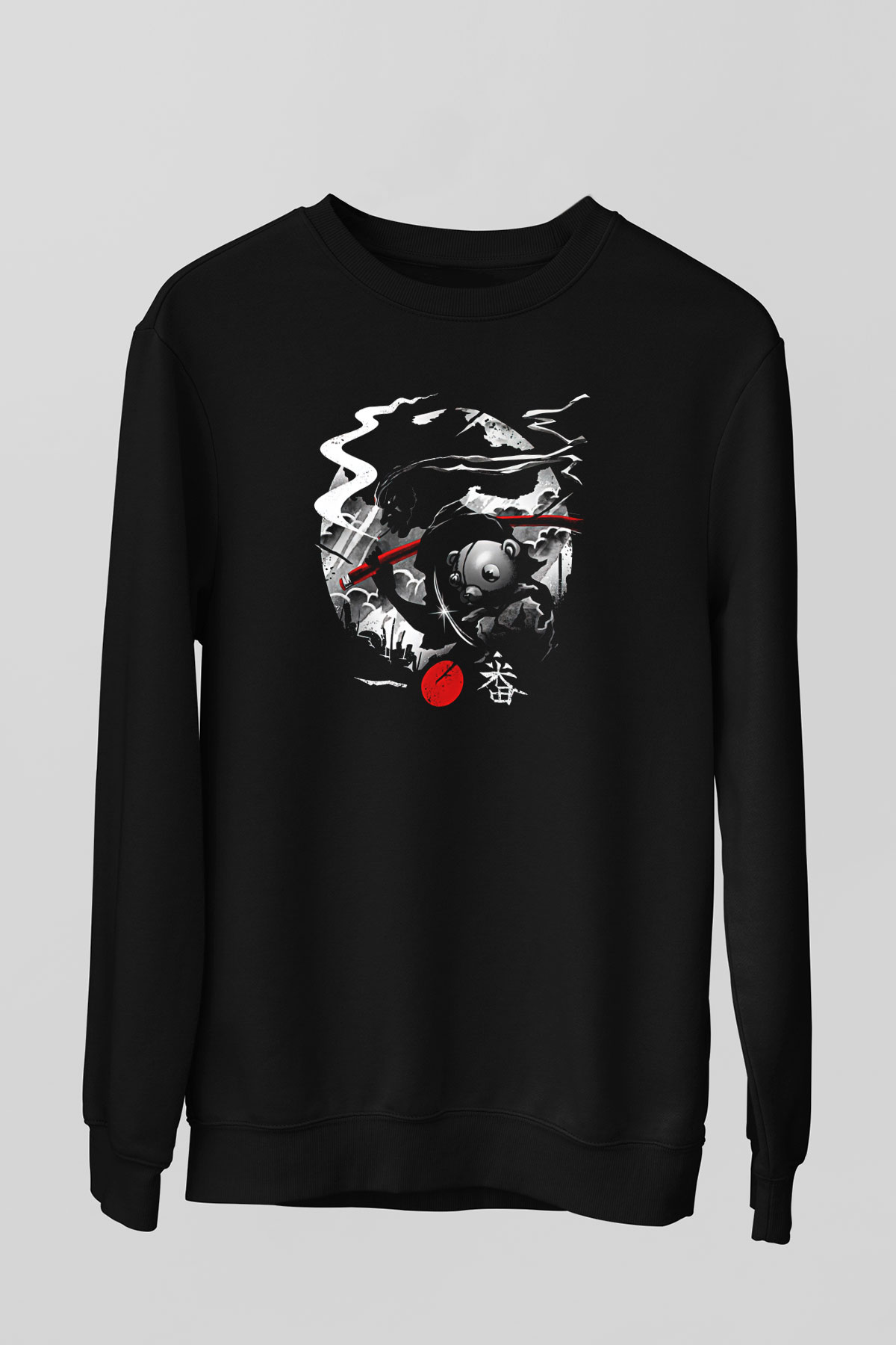 Afro Samurai Baskılı Unisex Siyah Sweatshirt
