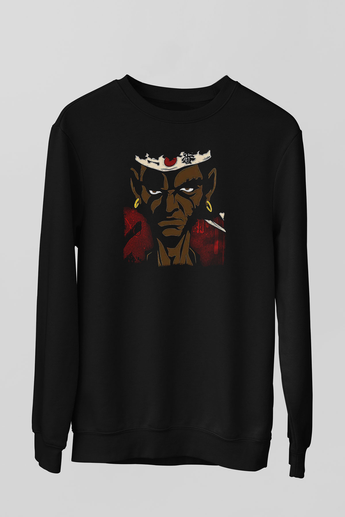 Afro Samurai Baskılı Unisex Siyah Sweatshirt