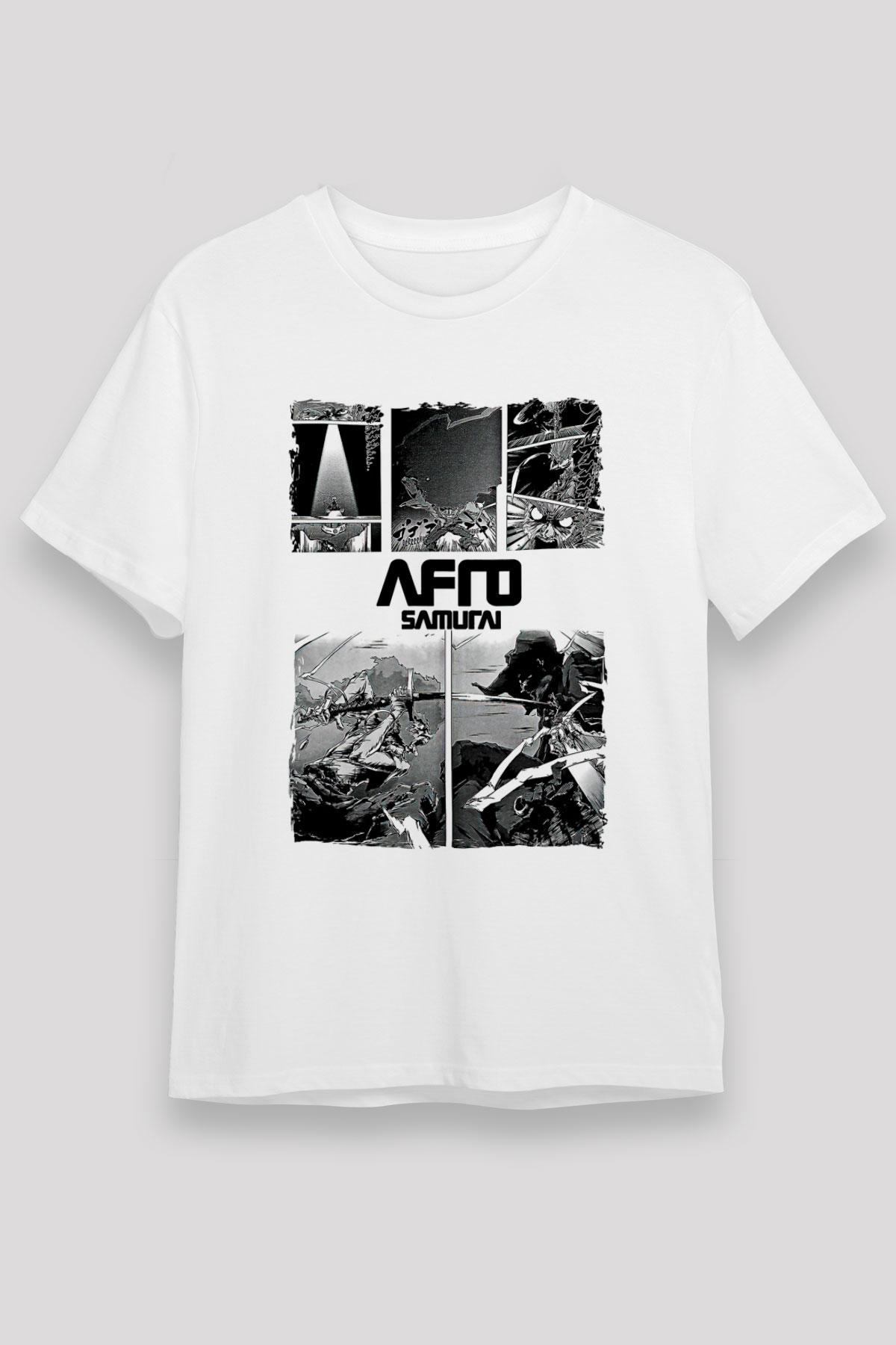 Afro Samurai Unisex Baskılı Beyaz Tişört - Tshirt