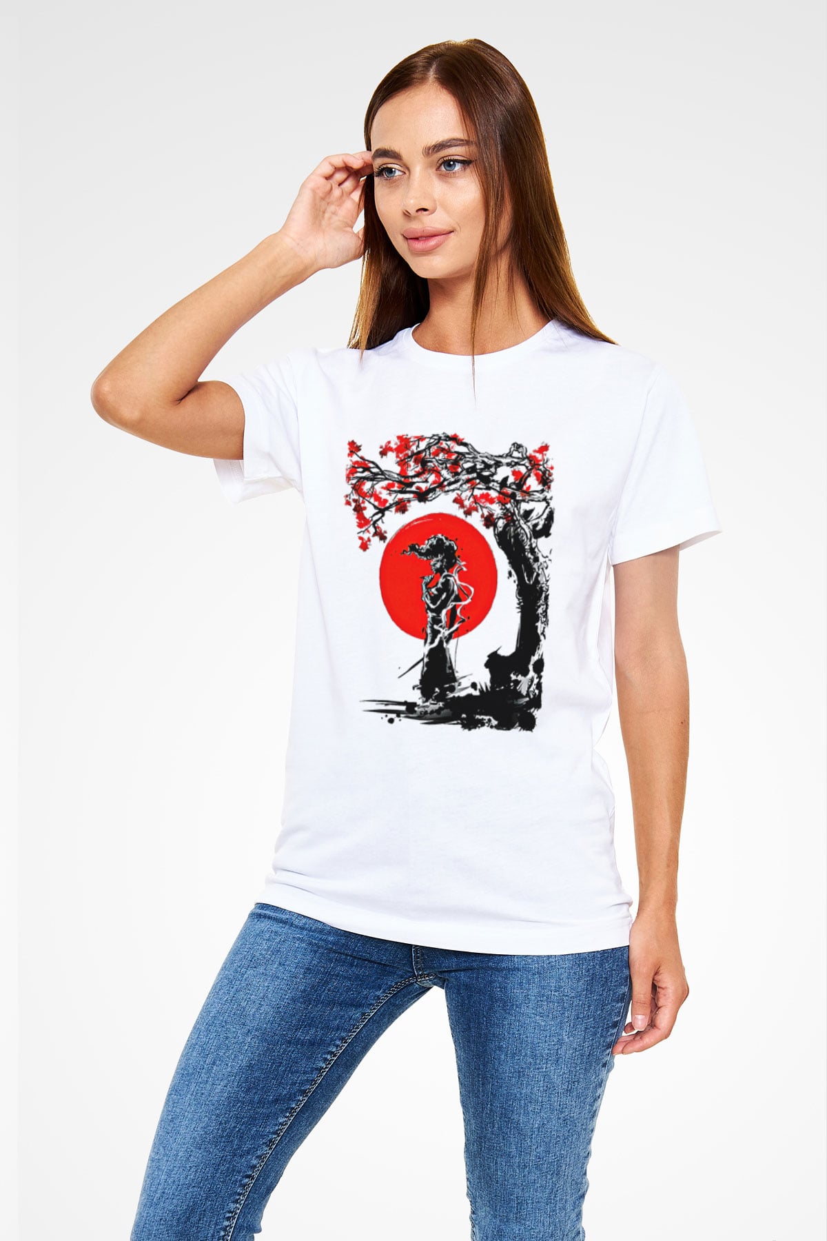 Afro Samurai Unisex Baskılı Beyaz Tişört - Tshirt