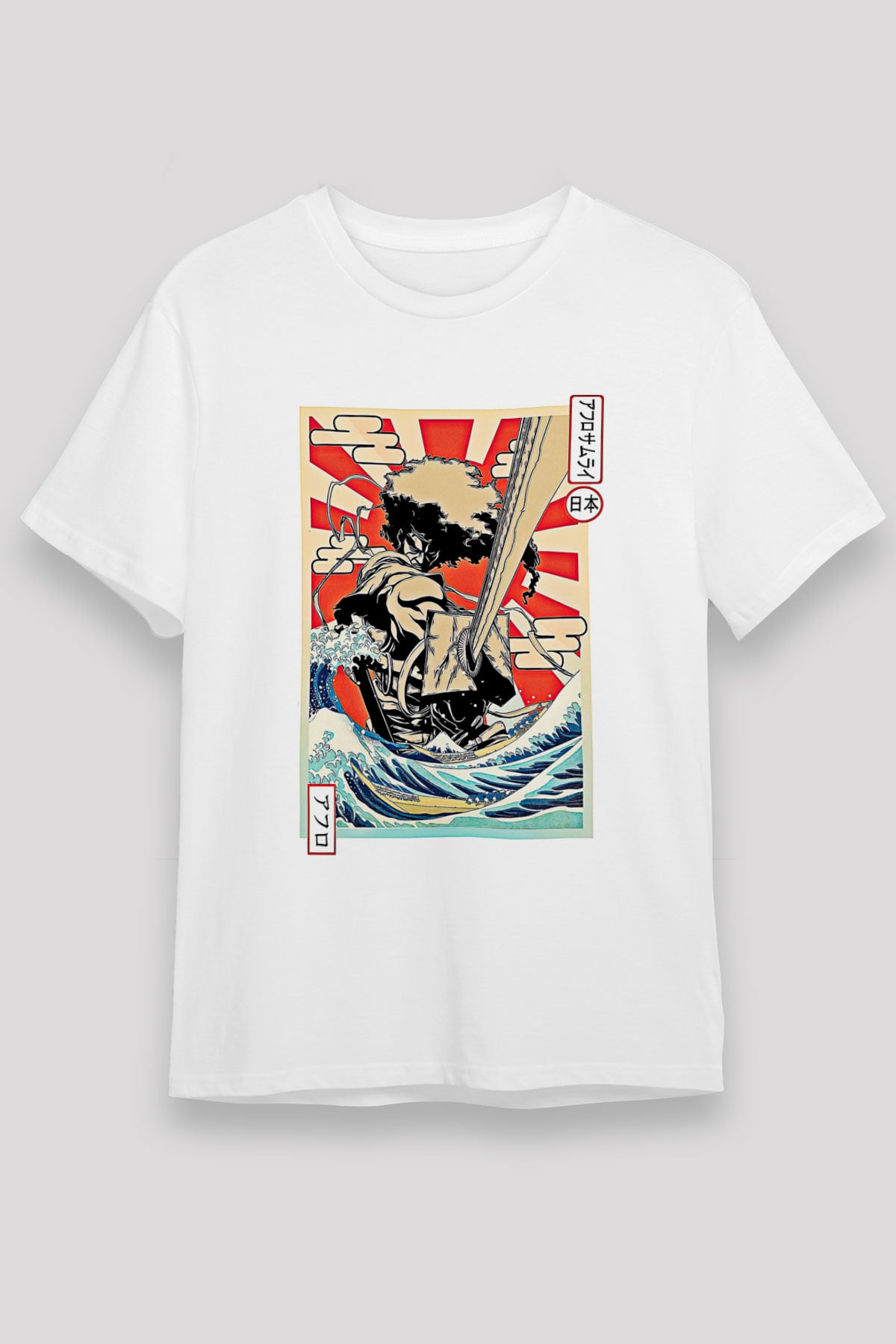 Afro Samurai Unisex Baskılı Beyaz Tişört - Tshirt