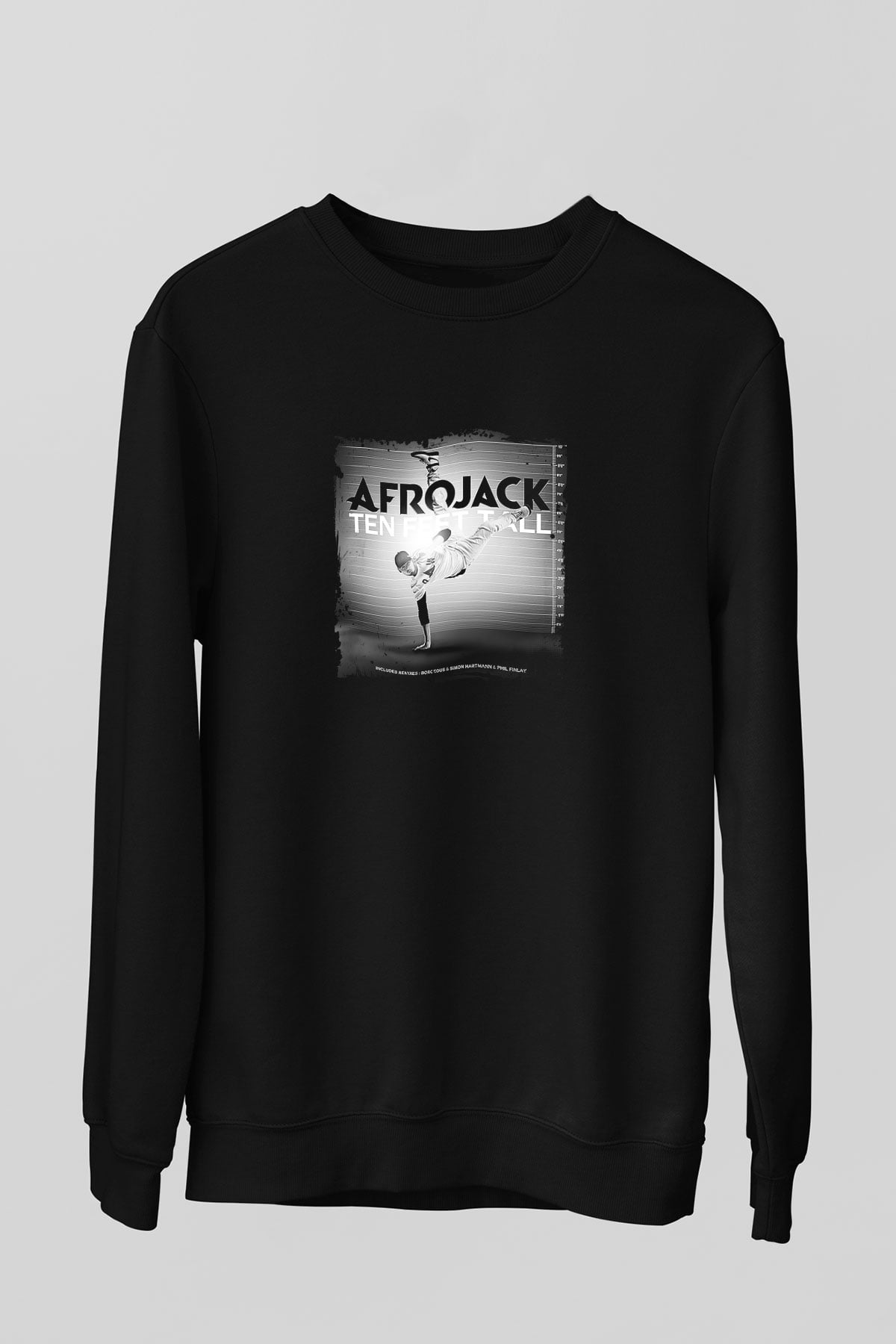 Afrojack Baskılı Unisex Siyah Sweatshirt
