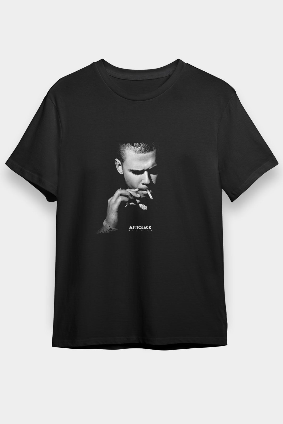Afrojack Baskılı Unisex Siyah Tişört