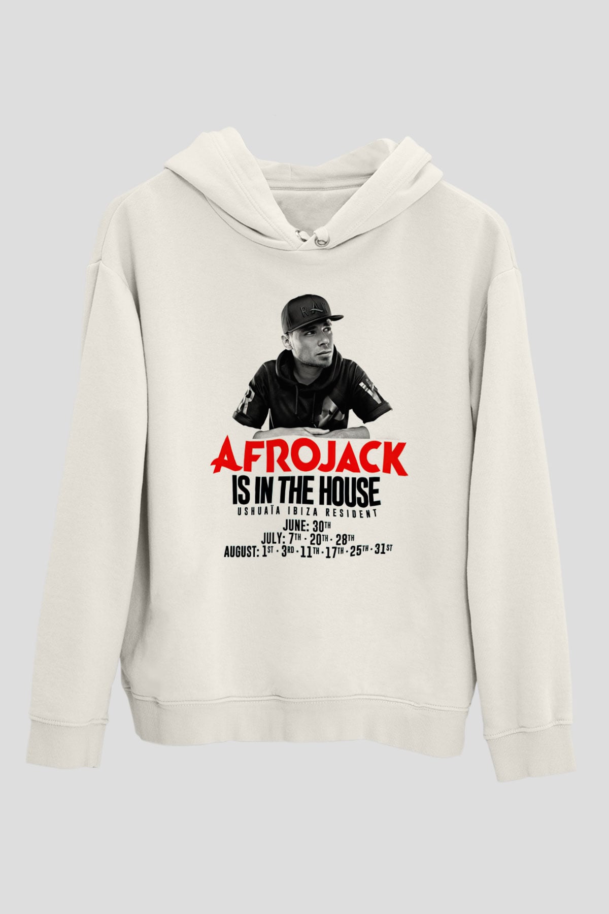Afrojack Beyaz Unisex Kapüşonlu Sweatshirt