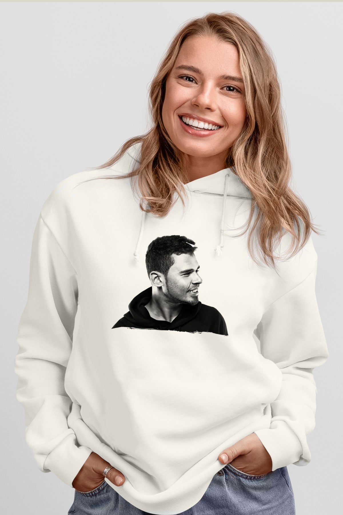 Afrojack Beyaz Unisex Kapüşonlu Sweatshirt