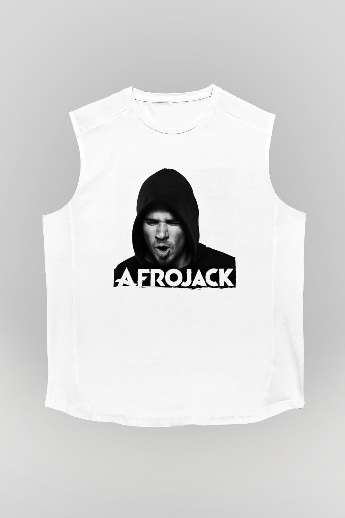 Afrojack Beyaz Unisex Kolsuz Tişört