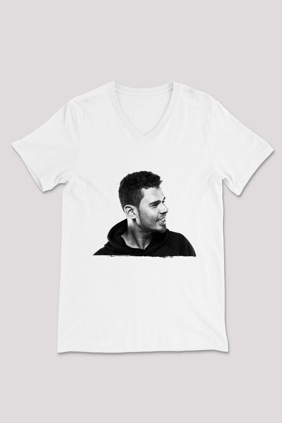 Afrojack Beyaz Unisex V Yaka Tişört