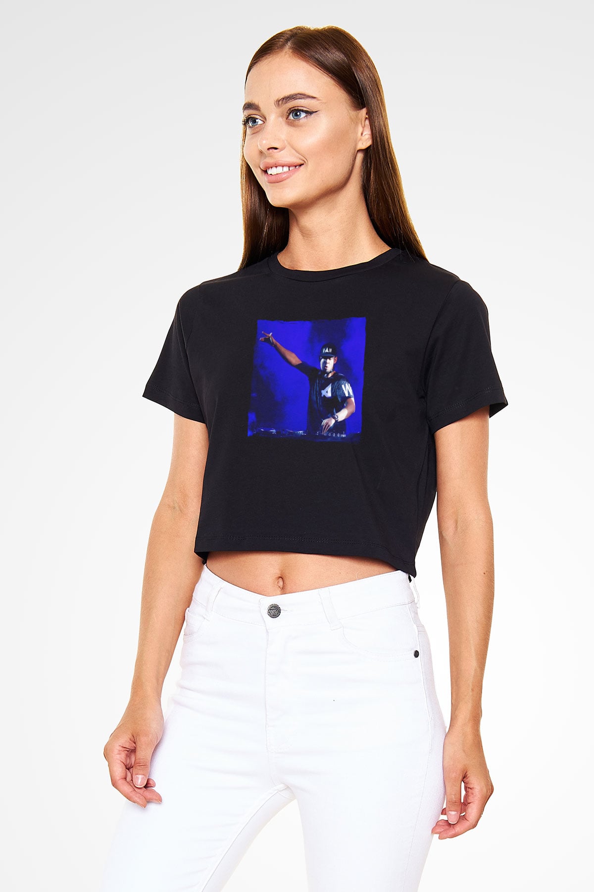 Afrojack Siyah  Crop Top Tişört