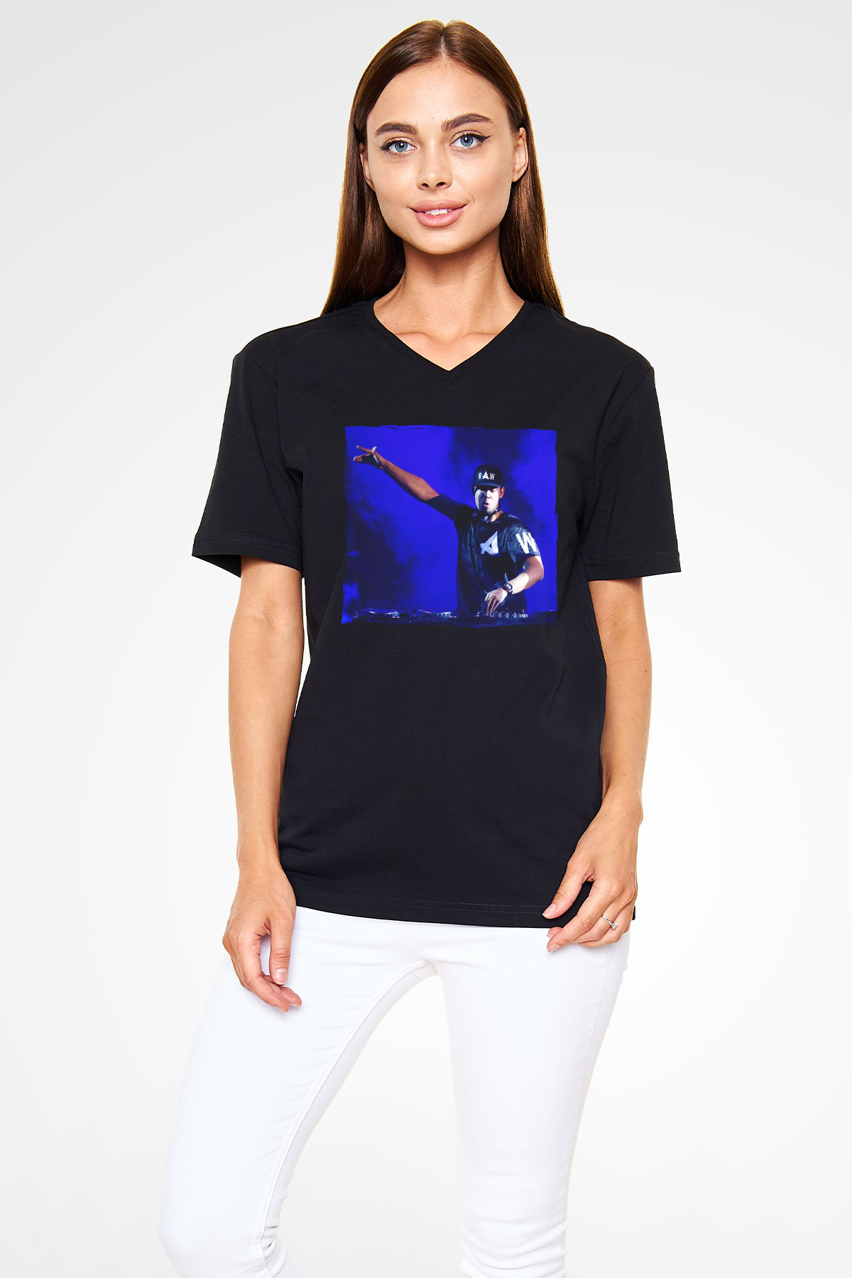 Afrojack Siyah Unisex V Yaka Tişört